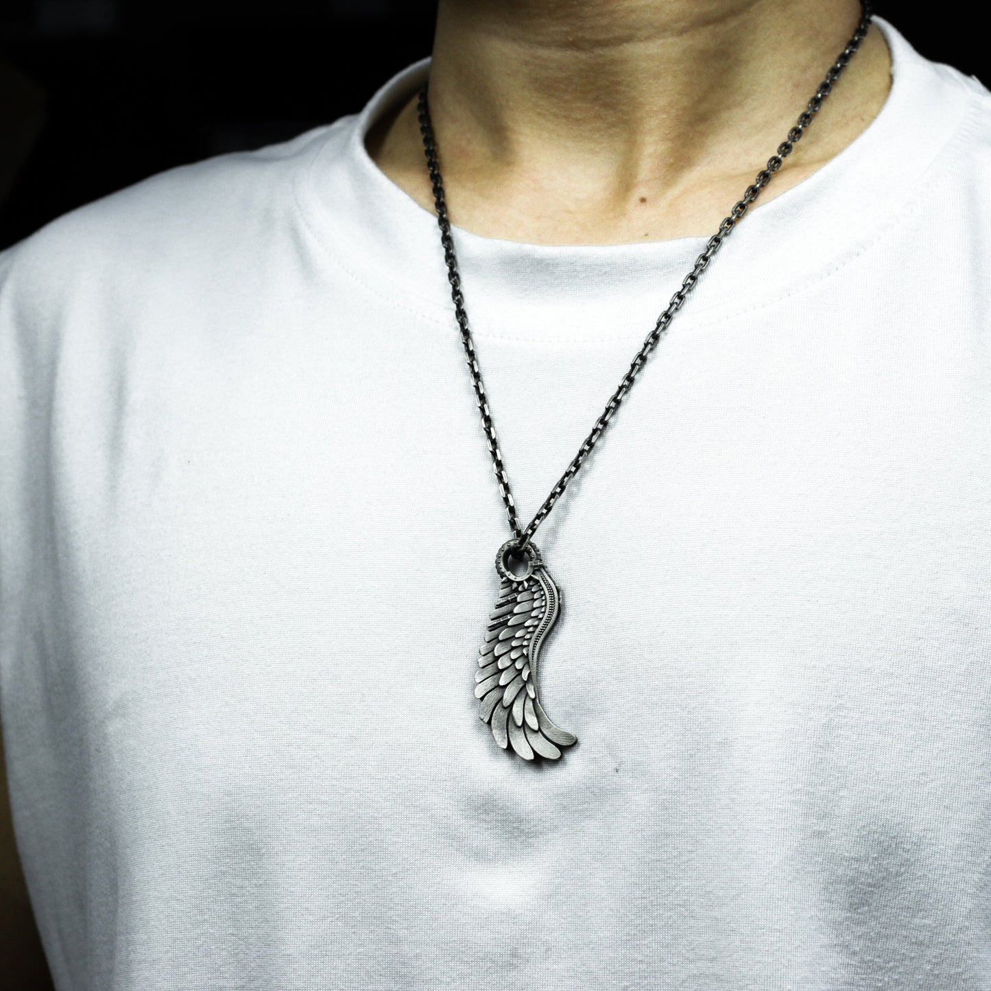Mecha Feather Wing Pendant - 925 Sterling Silver Handmade