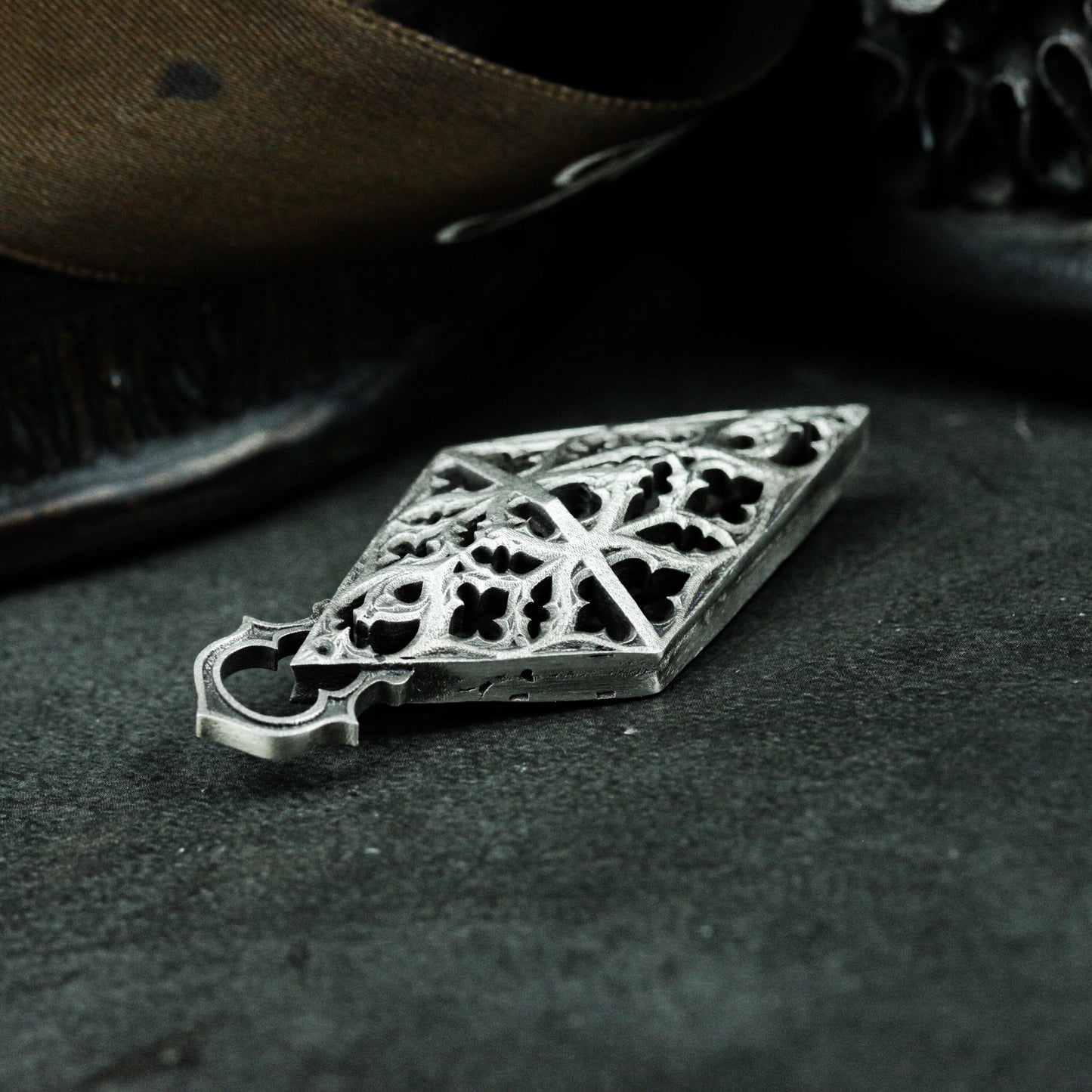 Geometric Gothic Lace Pendant ¨C 925 Sterling Silver Handmade