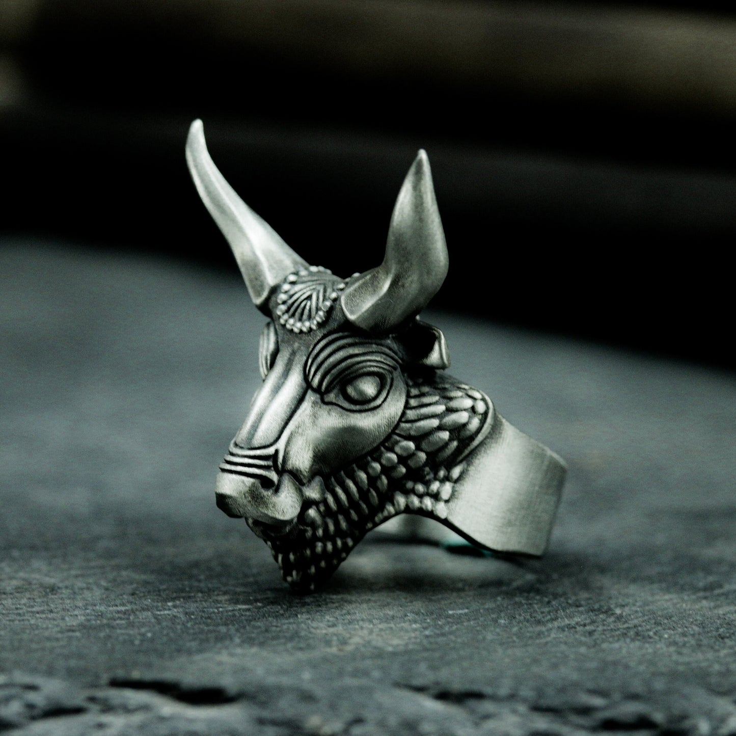 Bull Totem Ring ¨C Handmade 925 Silver Tribal Guardian Band