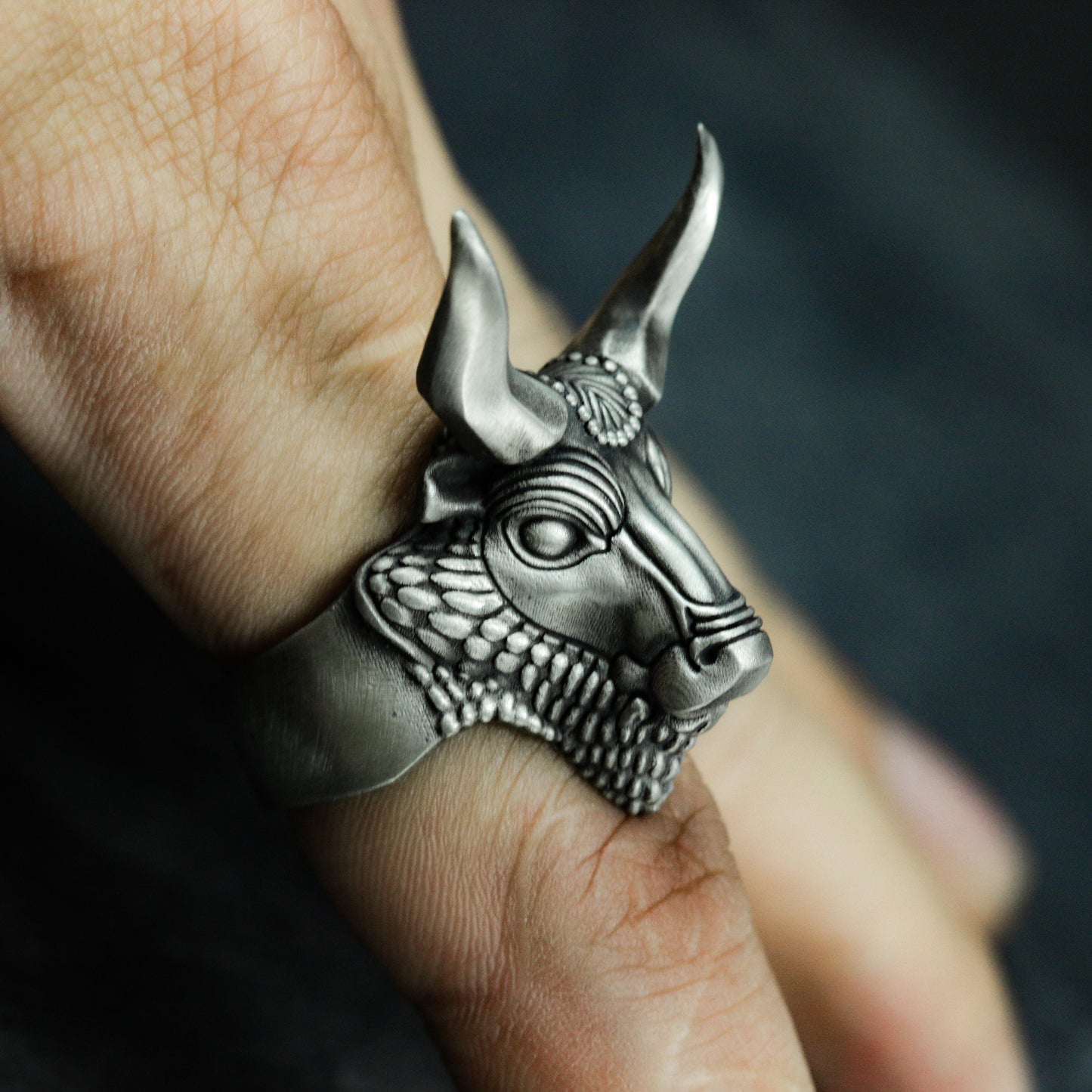 Bull Totem Ring ¨C Handmade 925 Silver Tribal Guardian Band