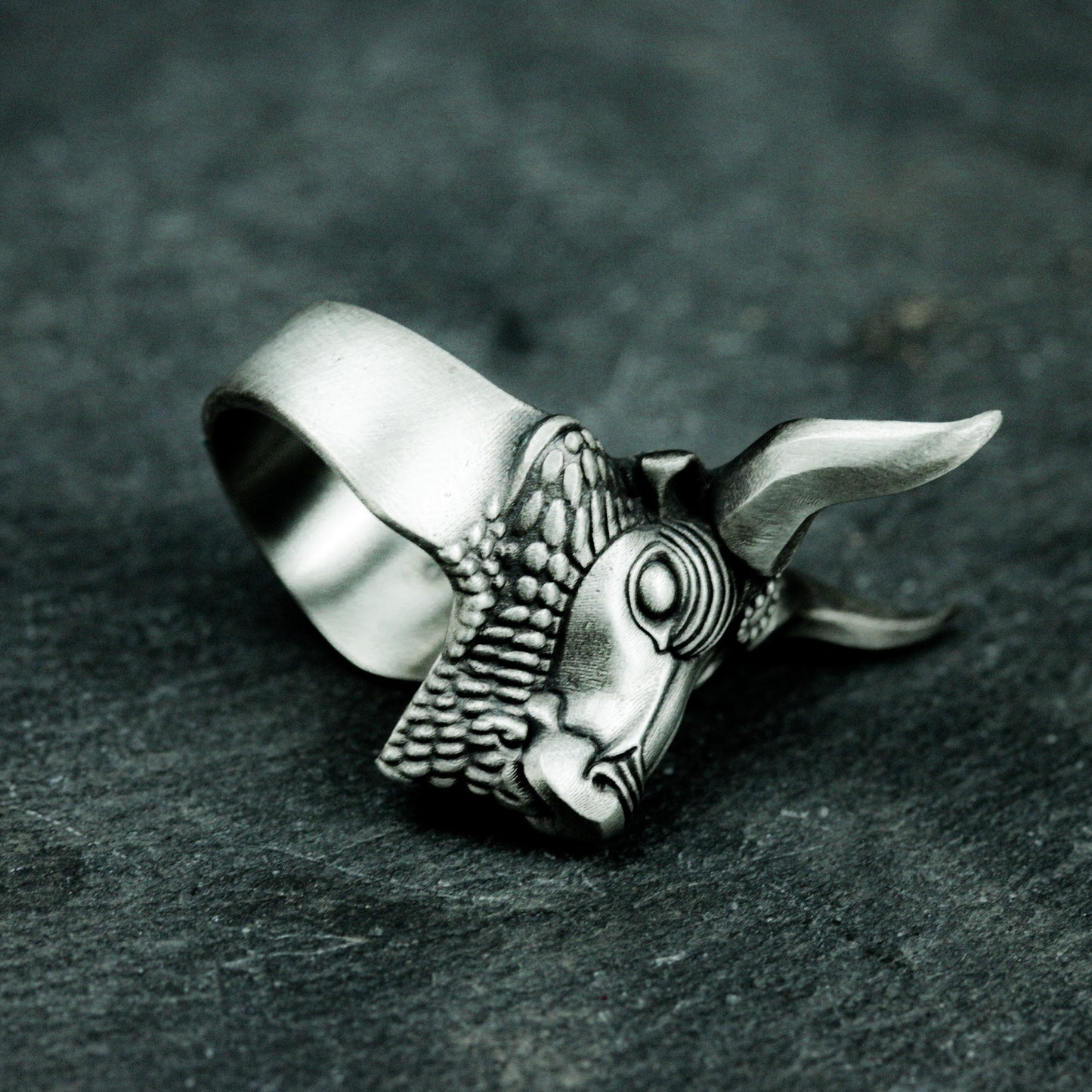 Bull Totem Ring ¨C Handmade 925 Silver Tribal Guardian Band