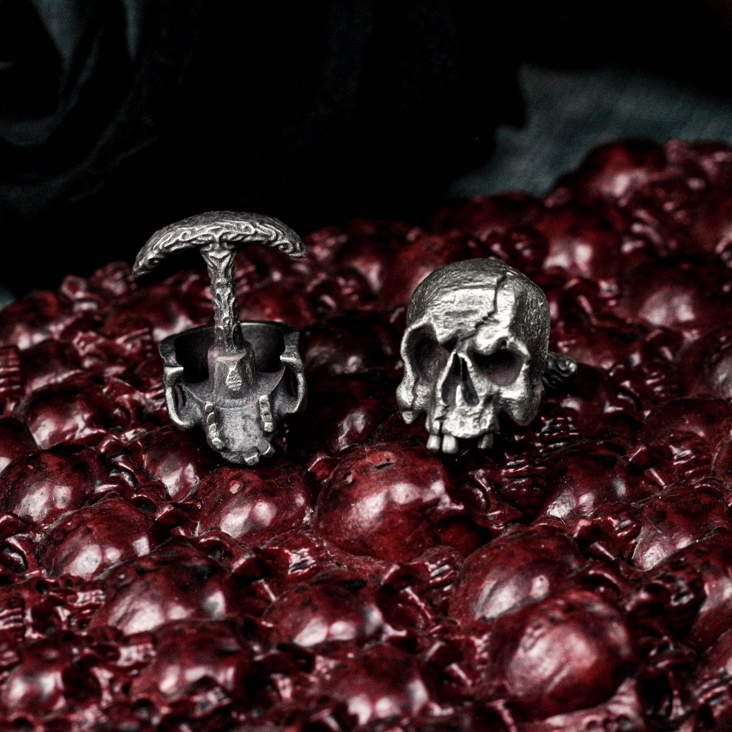 Mutilated Skull Cufflinks - 925 Sterling Silver Handmade