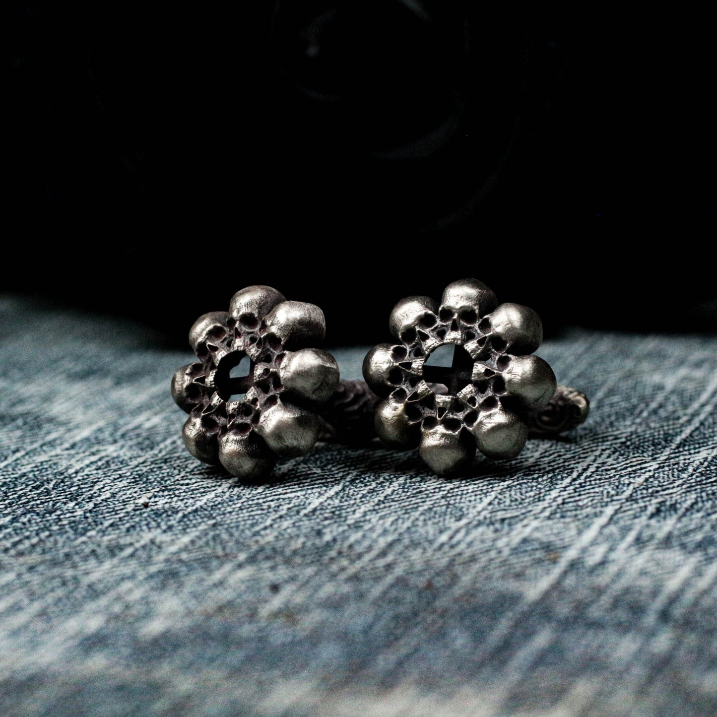 Skull Disc Cufflinks - 925 Silver Handmade