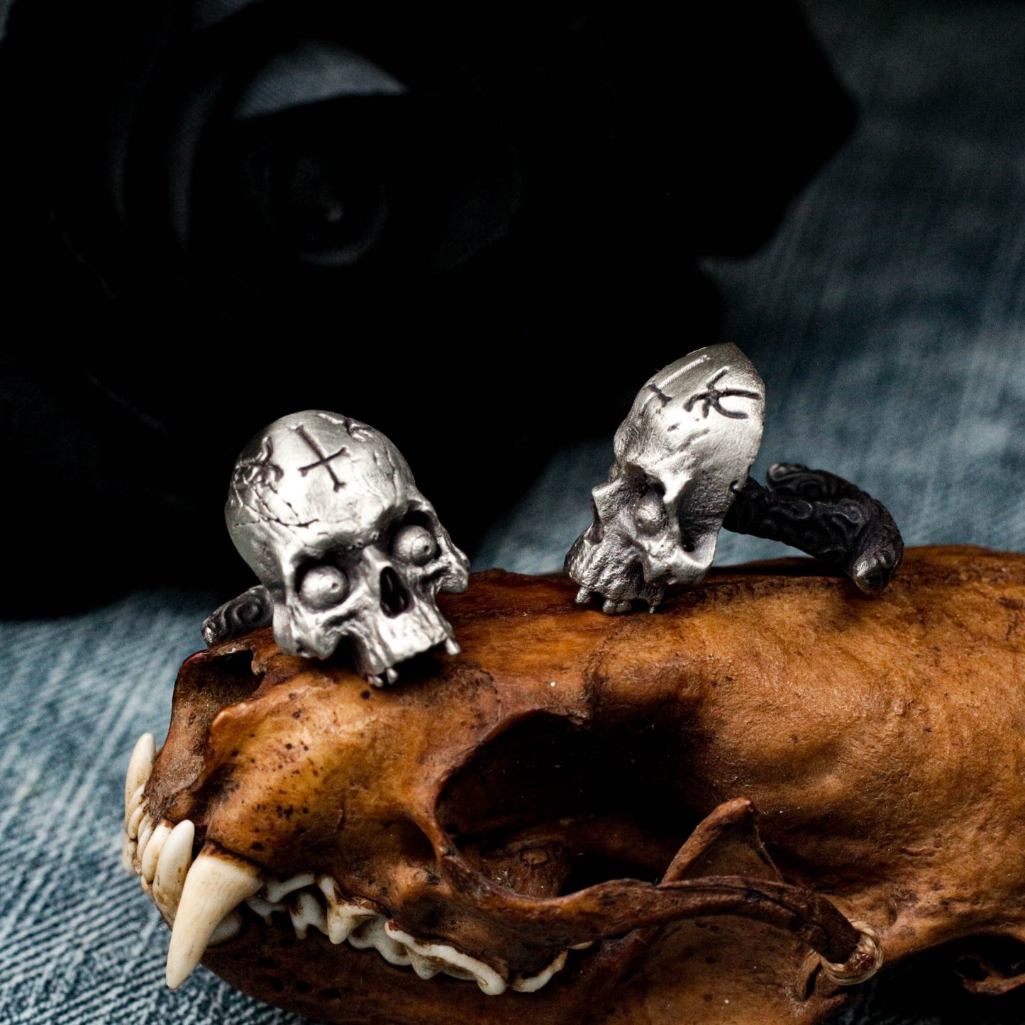 Thriller Big Eyes Skull Cufflinks - 925 Sterling Silver Handmade