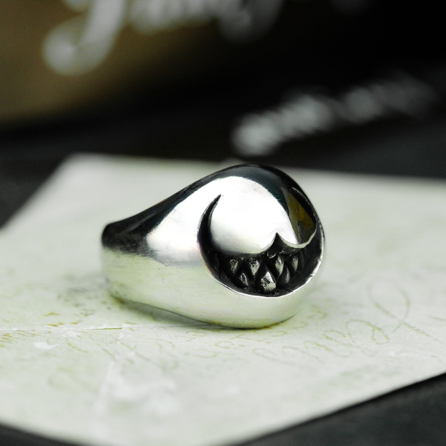 Smiley Face Gothic Ring - 925 Silver Handmade