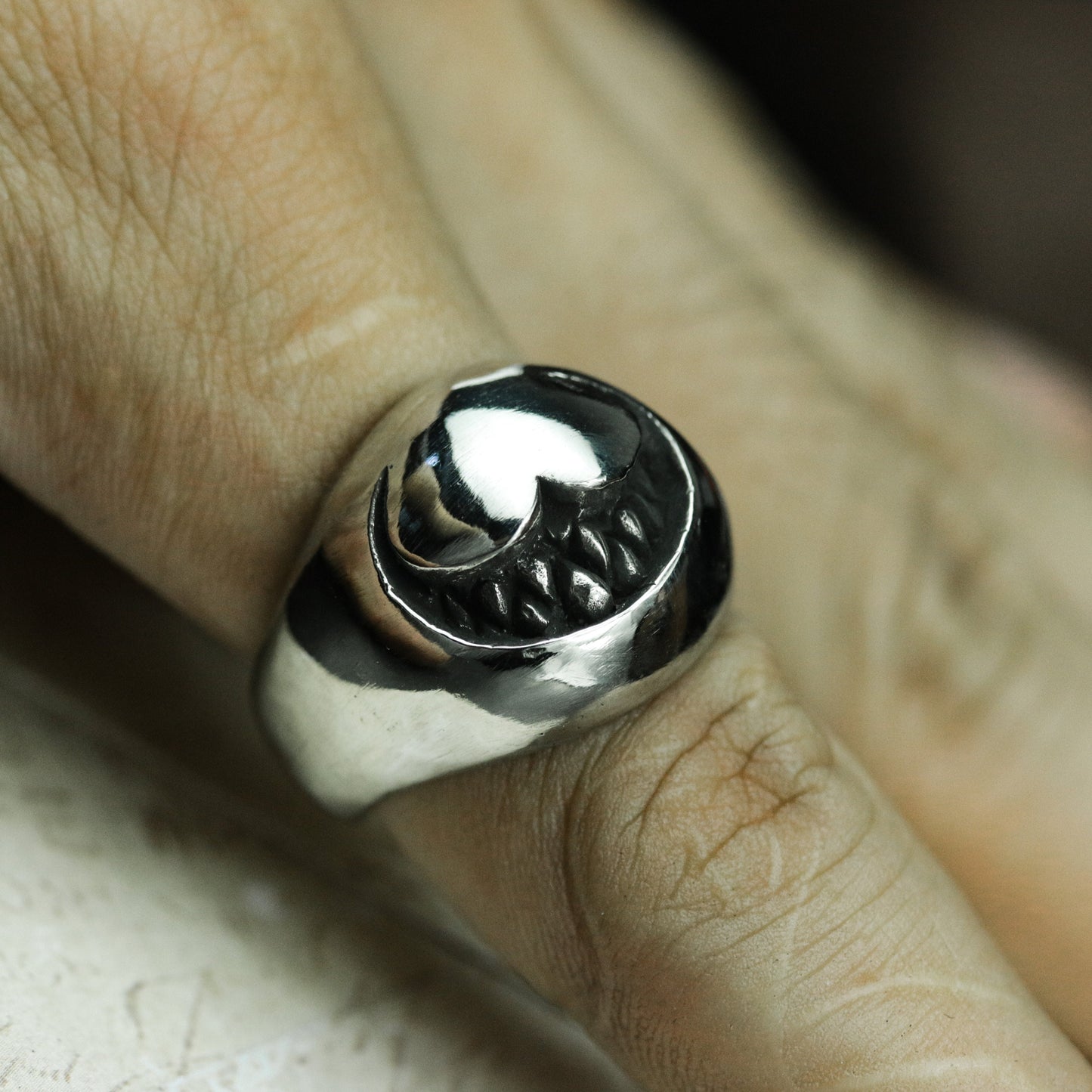 Smiley Face Gothic Ring - 925 Silver Handmade
