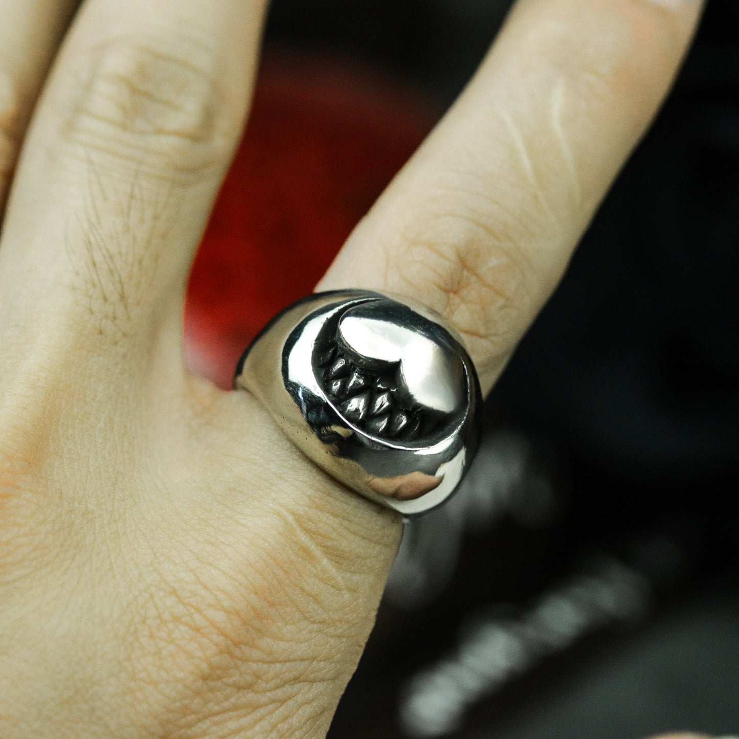 Smiley Face Gothic Ring - 925 Silver Handmade