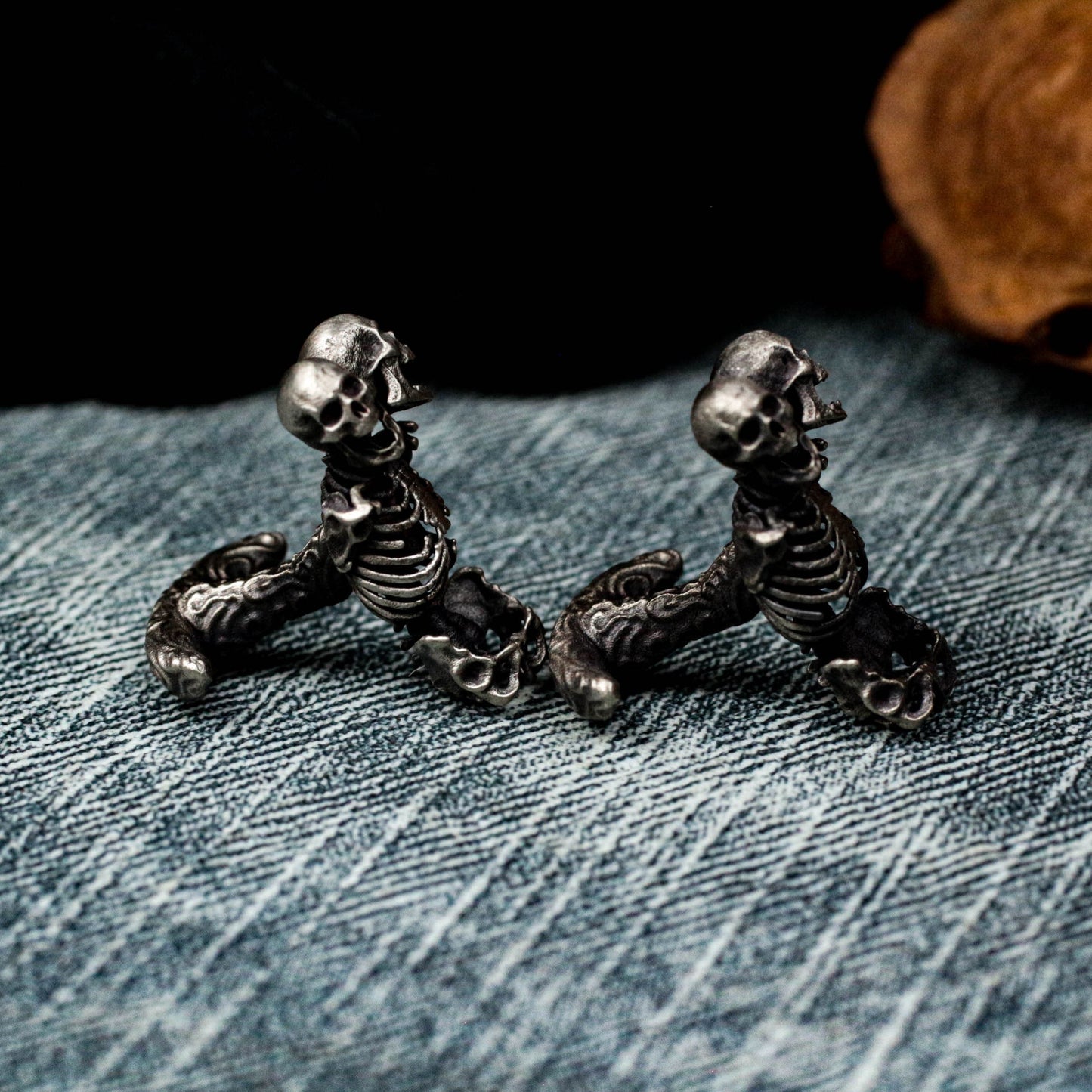 Mutant Double Headed Skull Cufflinks - 925 Silver Handmade