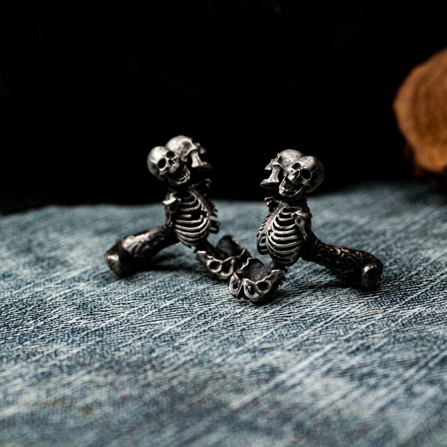 Mutant Double Headed Skull Cufflinks - 925 Silver Handmade