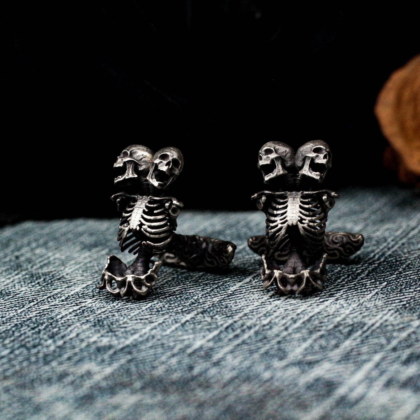 Mutant Double Headed Skull Cufflinks - 925 Silver Handmade