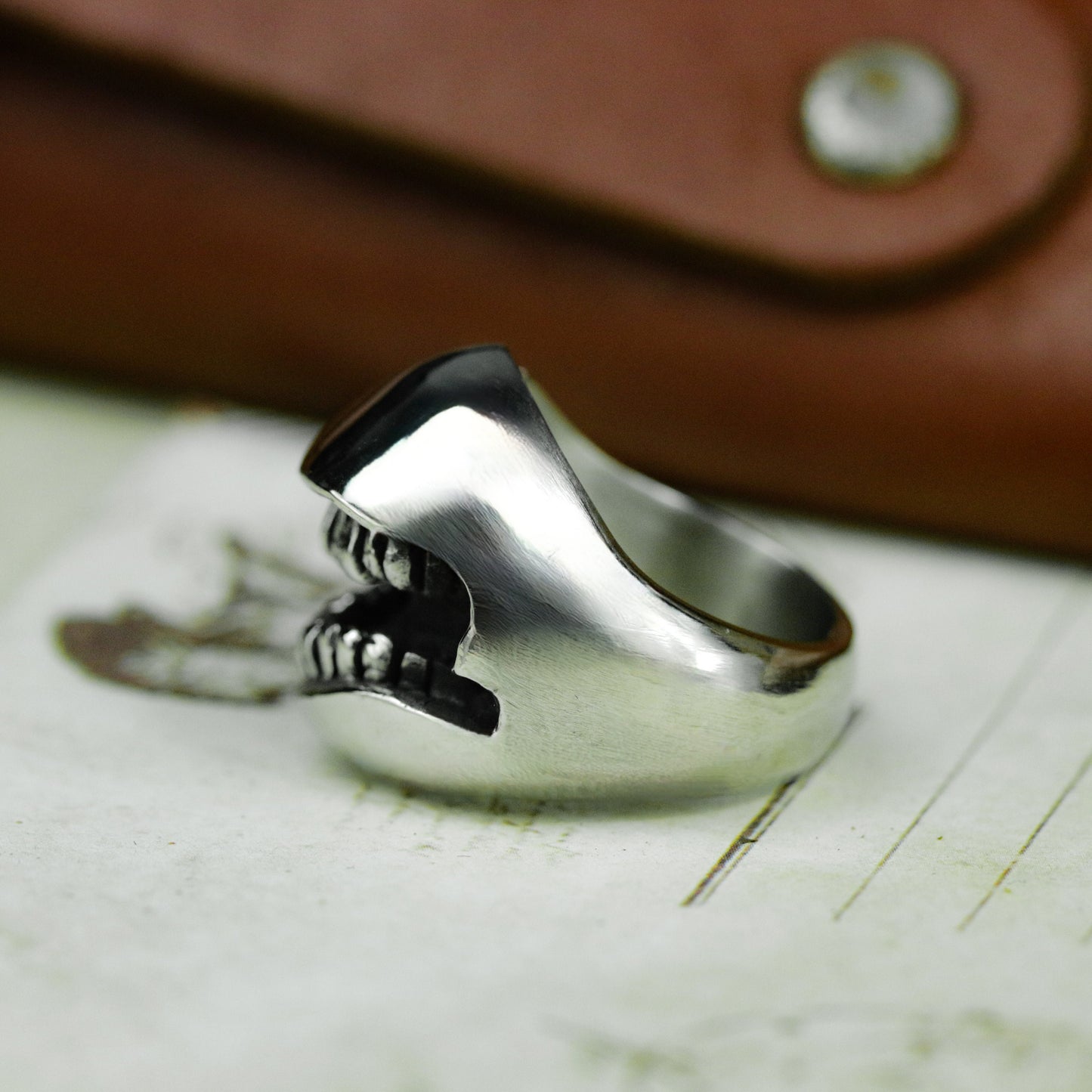 Smiley Face Ring ¨C Handmade 925 Silver Punk Grin Band