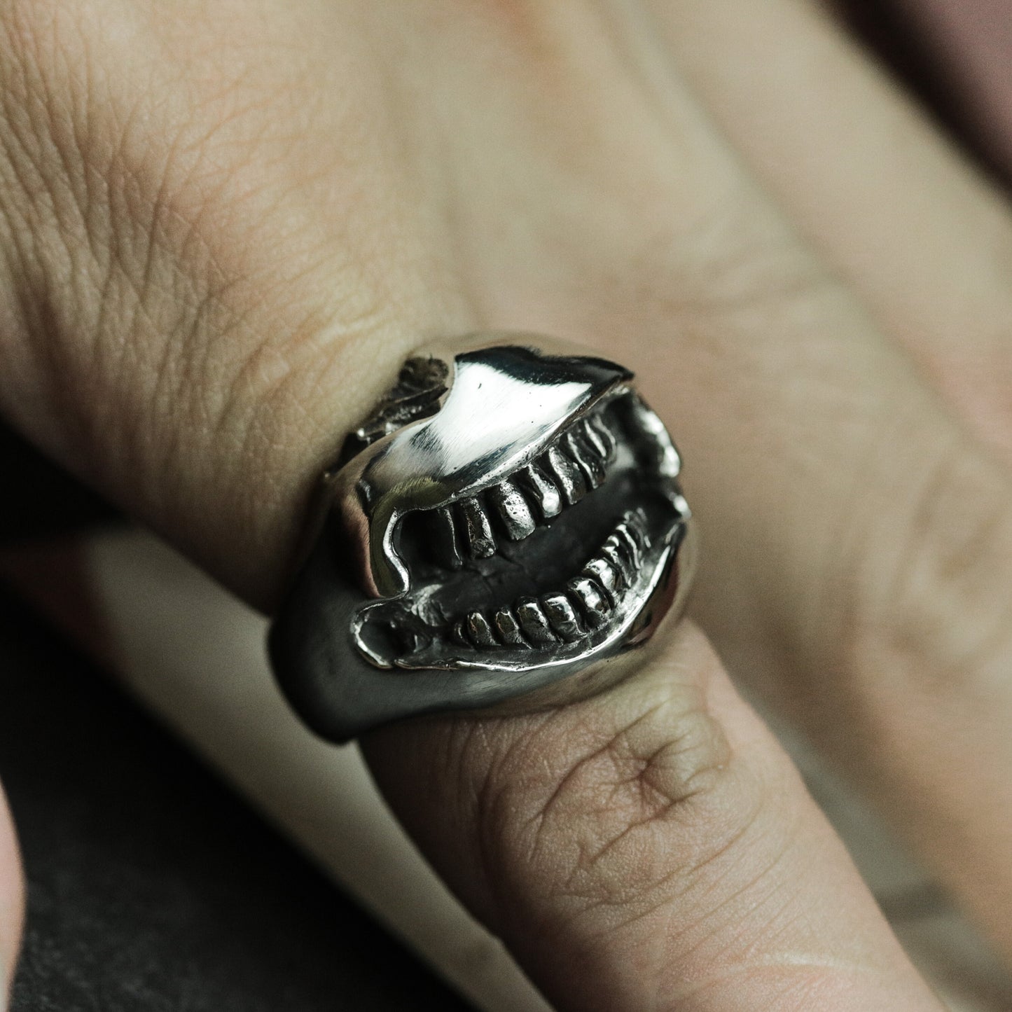 Smiley Face Ring ¨C Handmade 925 Silver Punk Grin Band