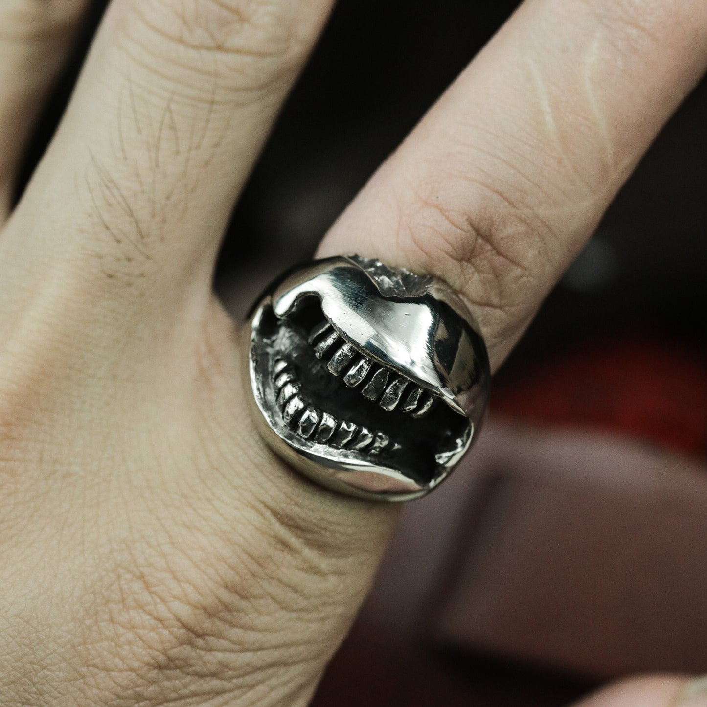 Smiley Face Ring ¨C Handmade 925 Silver Punk Grin Band