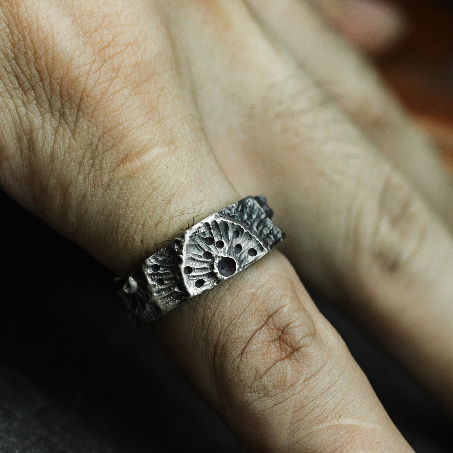 Volcanic Moon Ring - 925 Silver Handmade