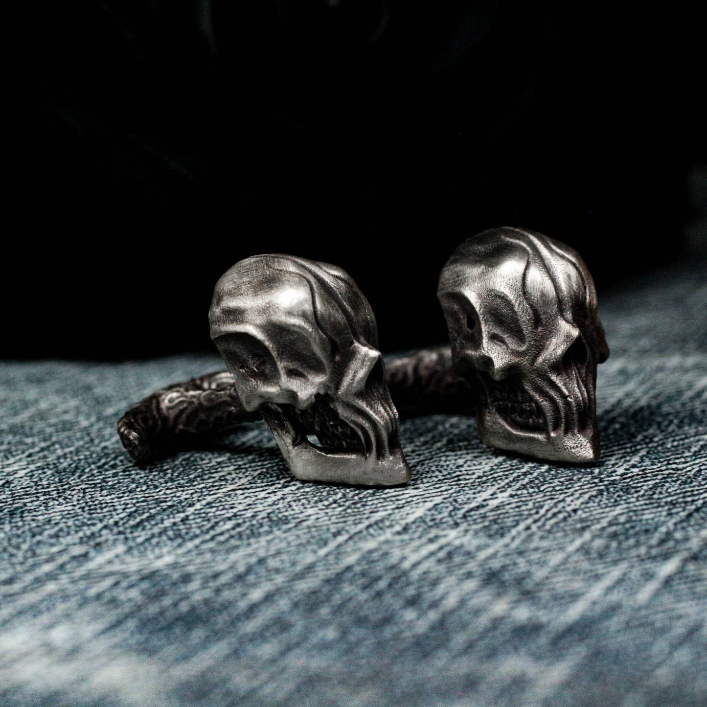 Warrior Skull Cufflinks, Abyssal Demon Design - 925 Sterling Silver Handmade