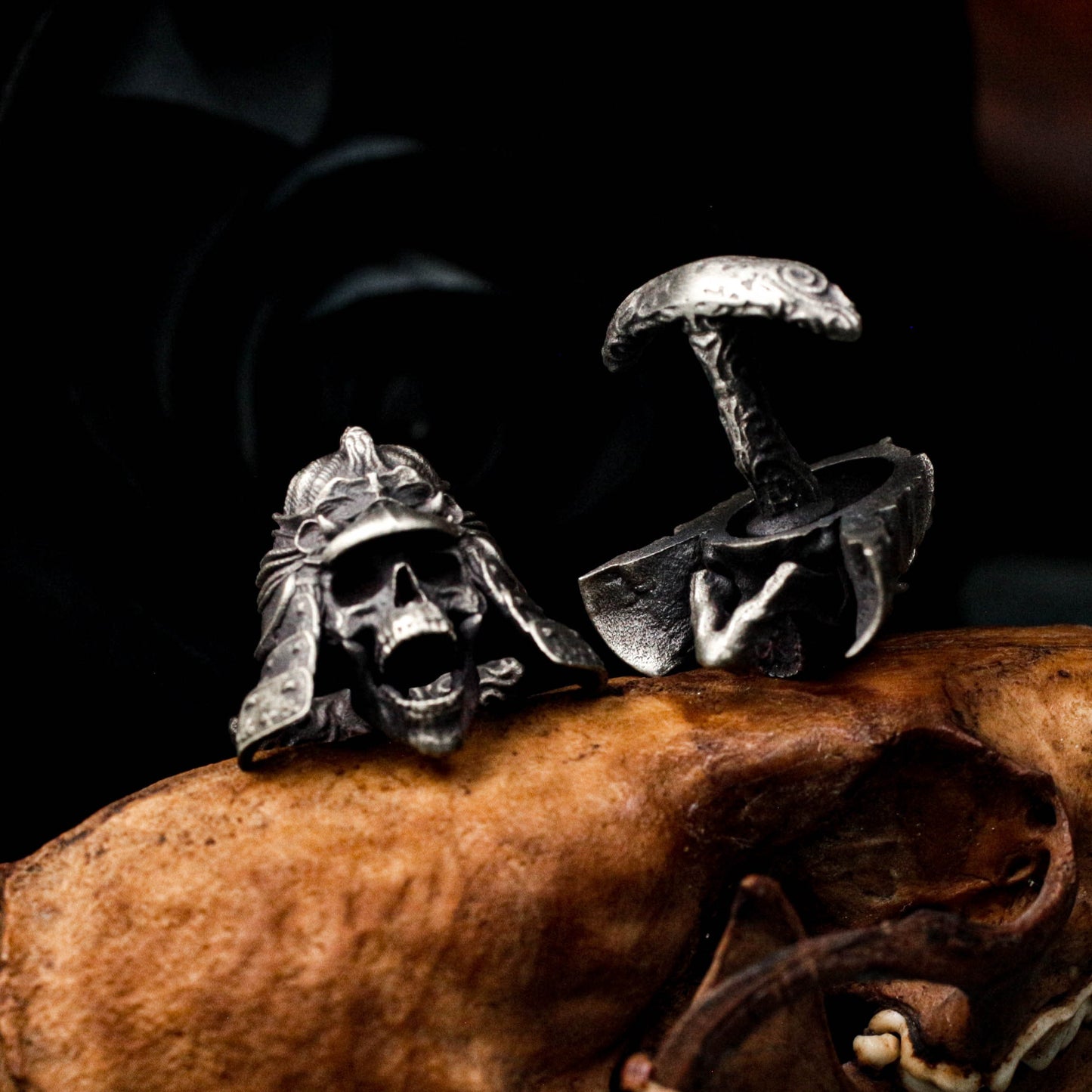 Samurai Skull Cufflinks - 925 Silver Handmade