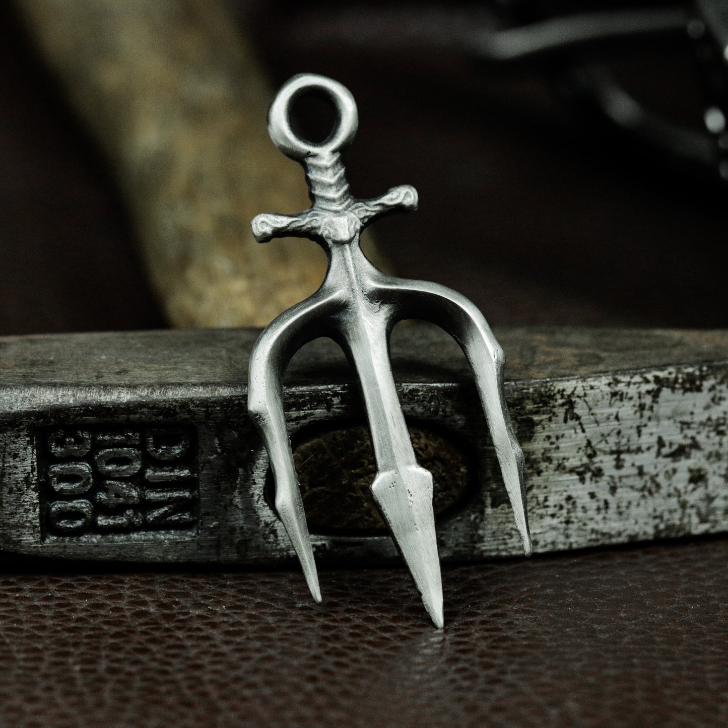 Trident God Weapon Pendant - 925 Silver Handmade