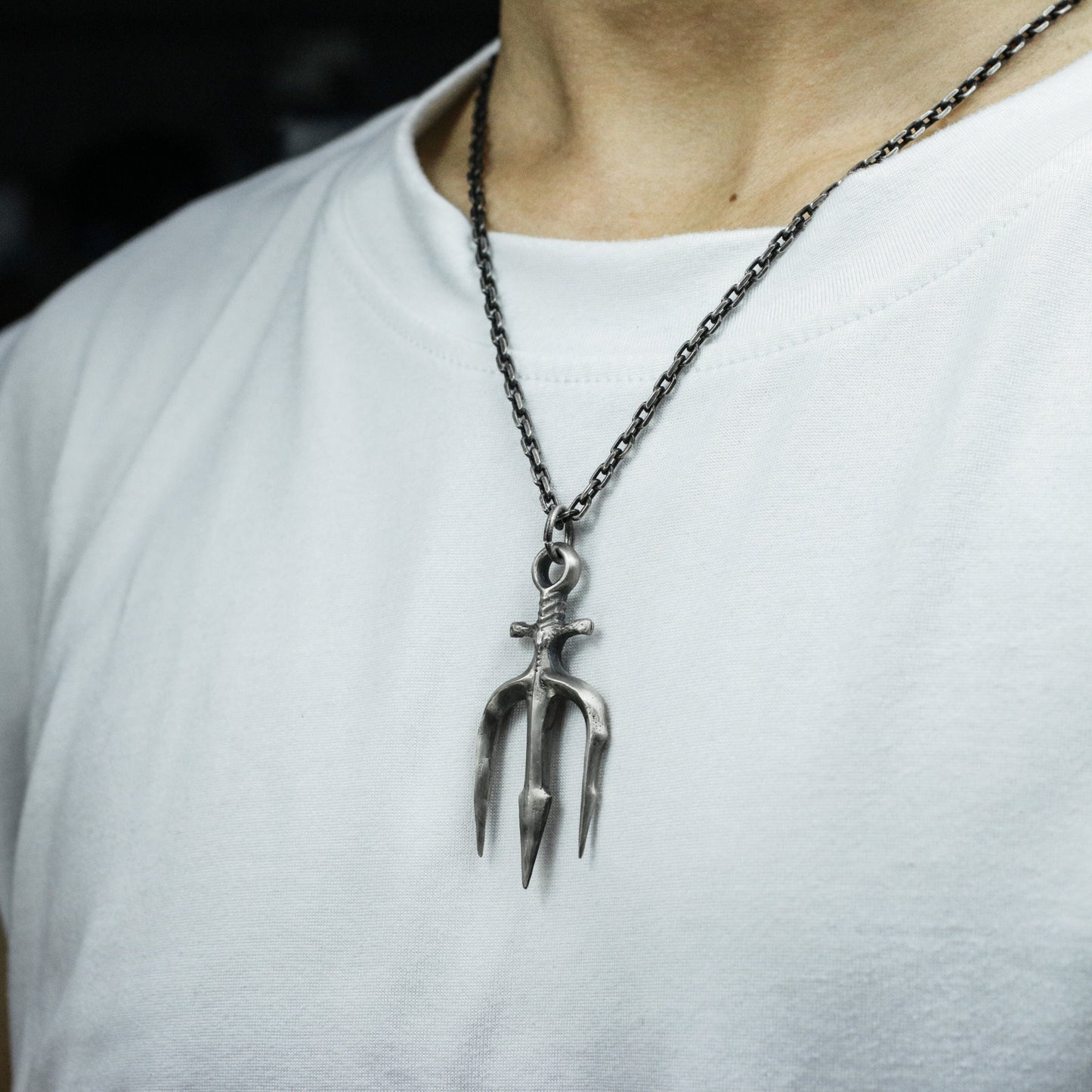 Trident God Weapon Pendant - 925 Silver Handmade