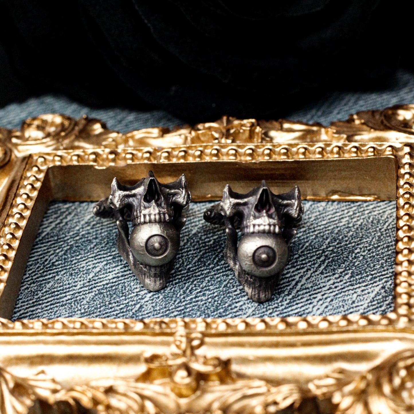 Demon Skull - evil eye Cufflinks - 925 Silver Handmade