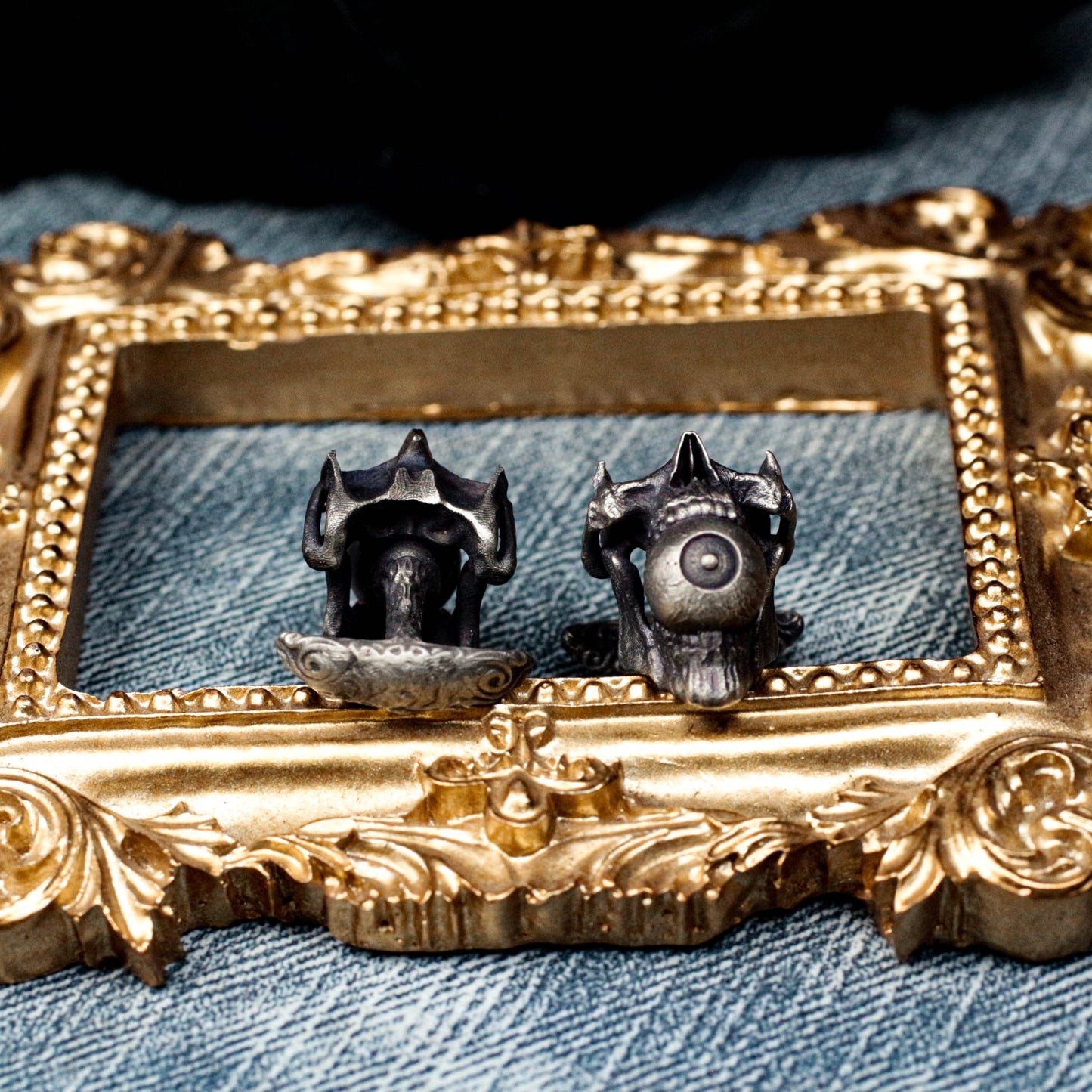 Demon Skull - evil eye Cufflinks - 925 Silver Handmade