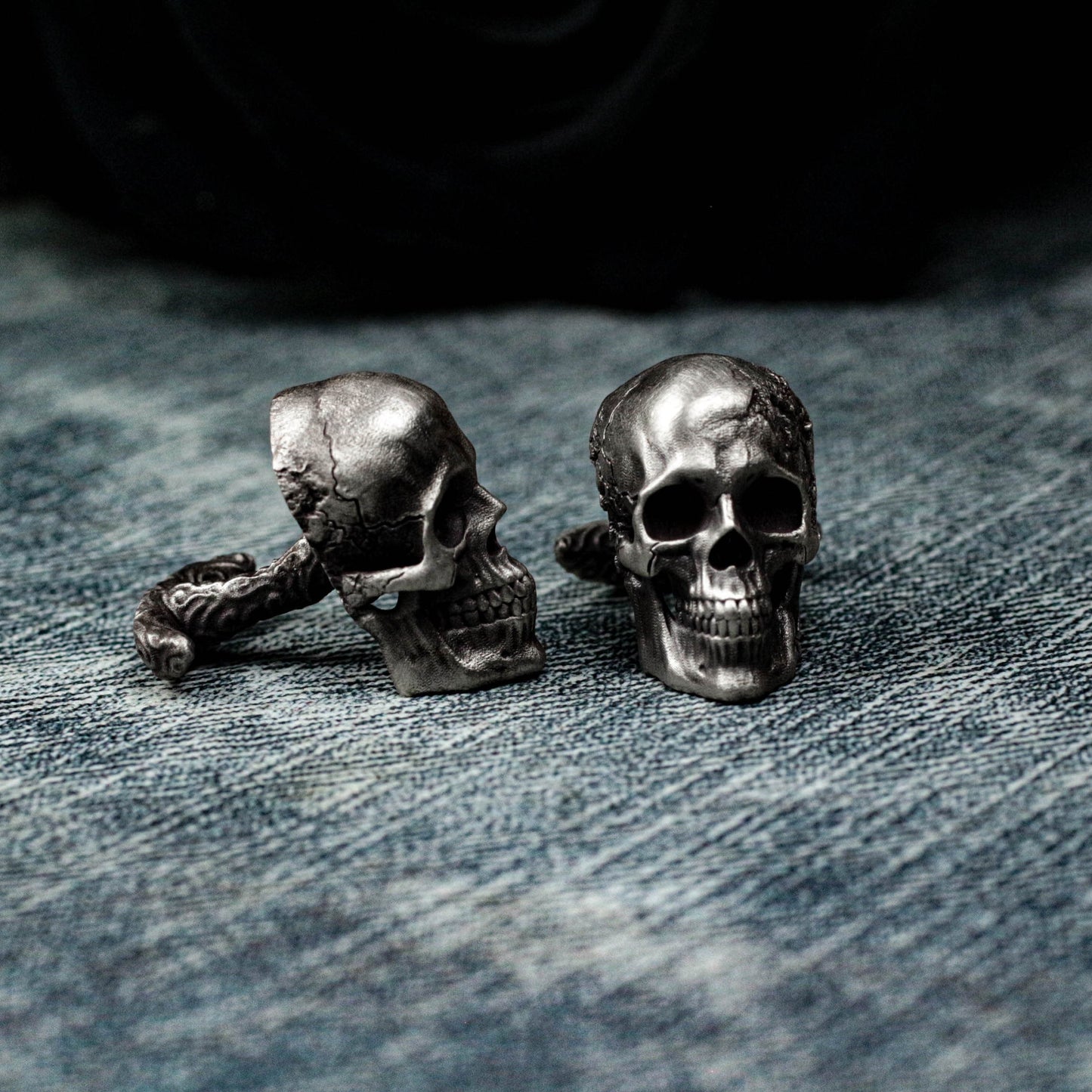 Broken Human Skull Cufflinks - 925 Silver Handmade