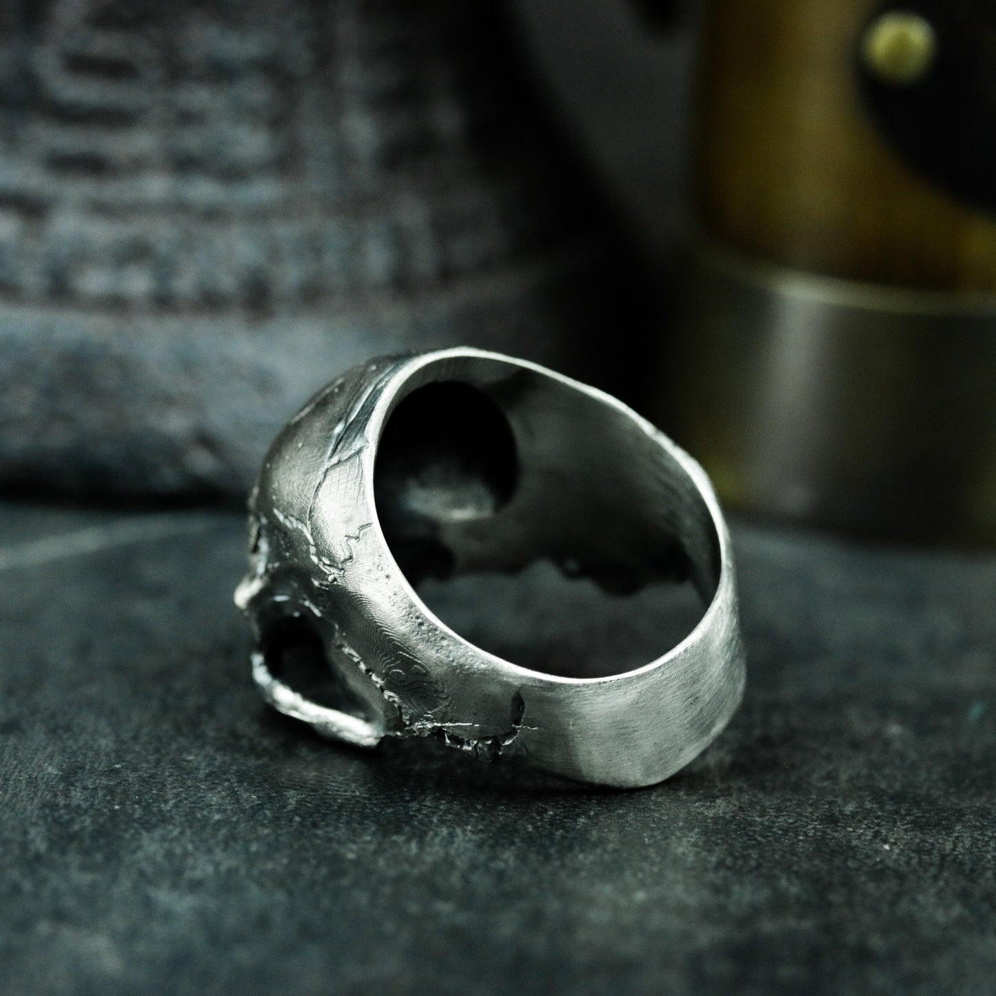 Cracked Skull Ring - 925 Silver Handmade Wounded Symbol