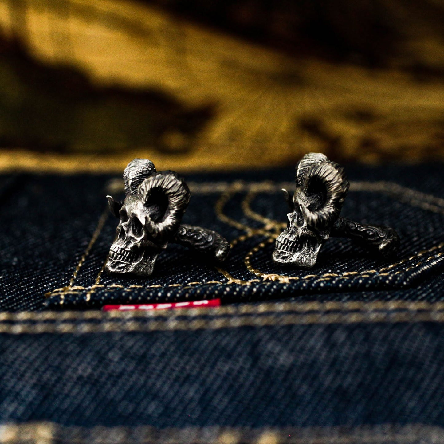 Ram's Horn Skull Cufflinks - 925 Silver Handmade