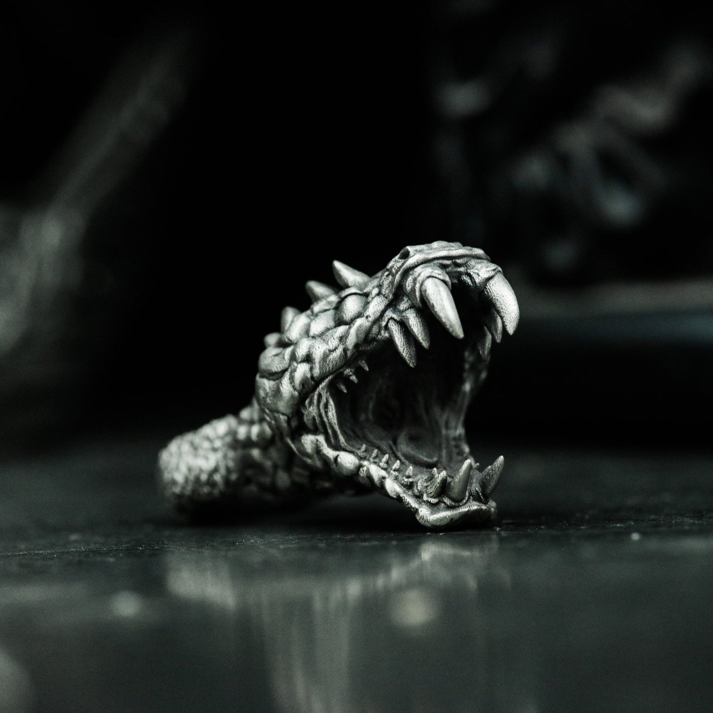 Dragon Jaw Pendant with Open Bite Detail - 925 Sterling Silver Handmade