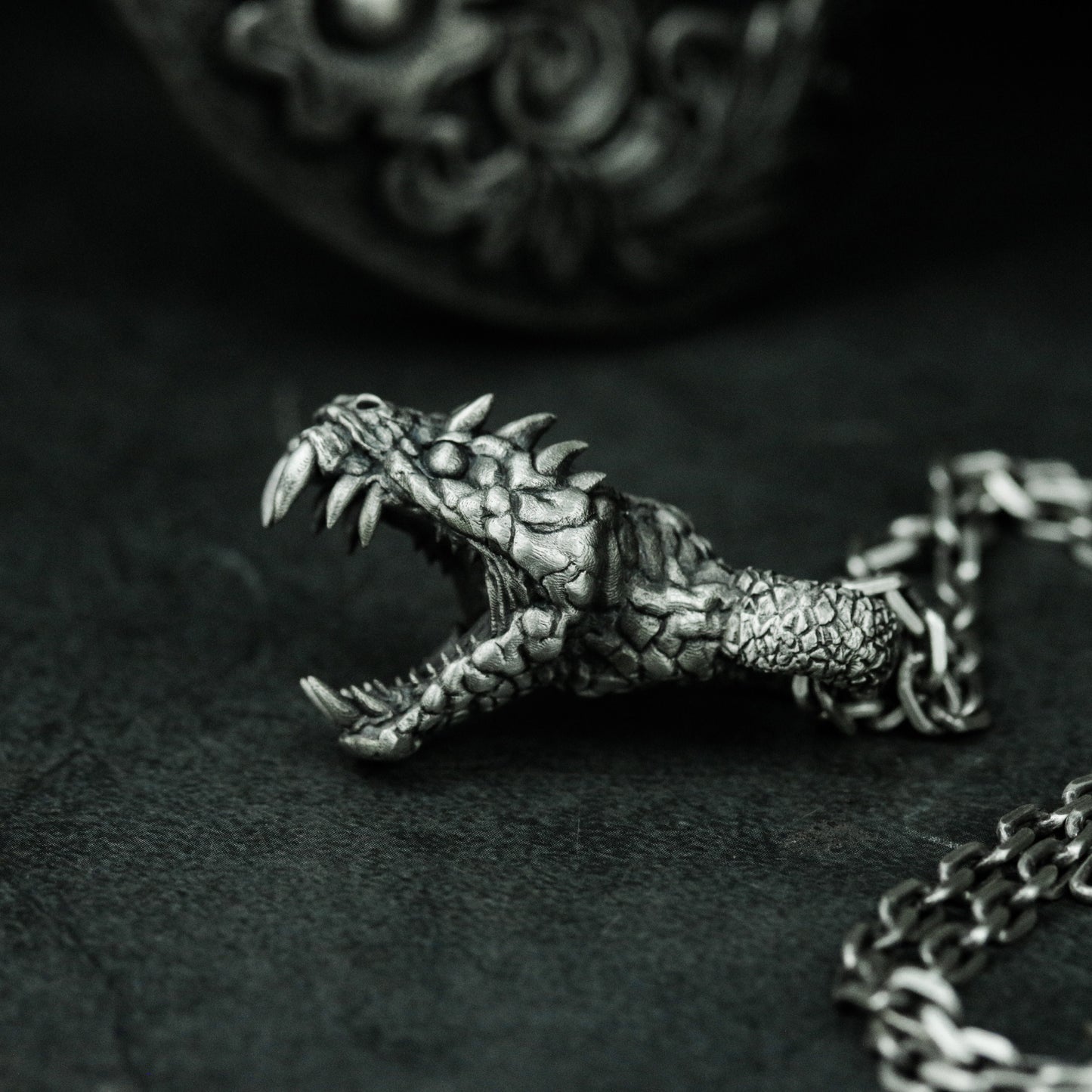 Dragon Jaw Pendant with Open Bite Detail - 925 Sterling Silver Handmade