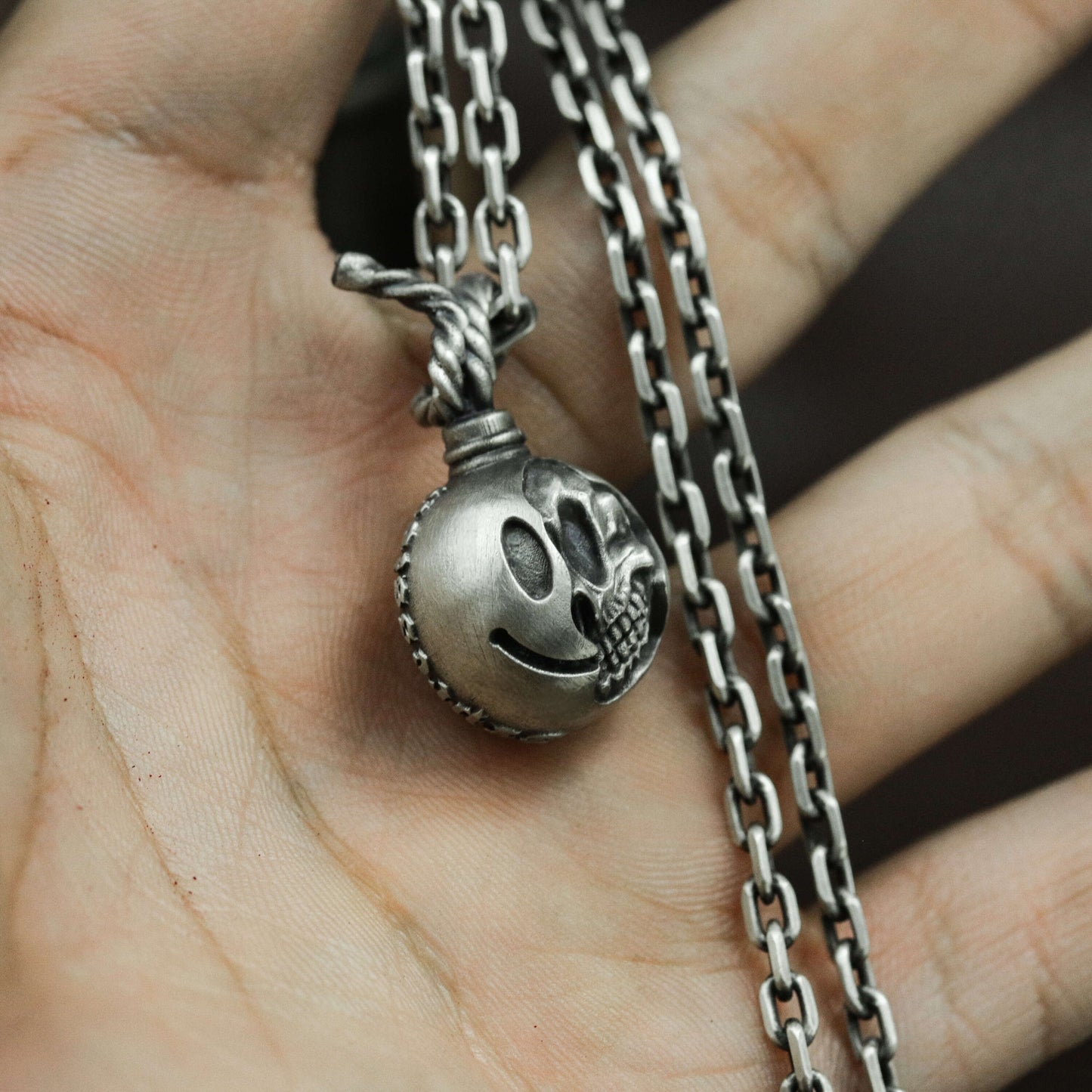 Bomb Skull Pendant ¨C 925 Silver Handmade