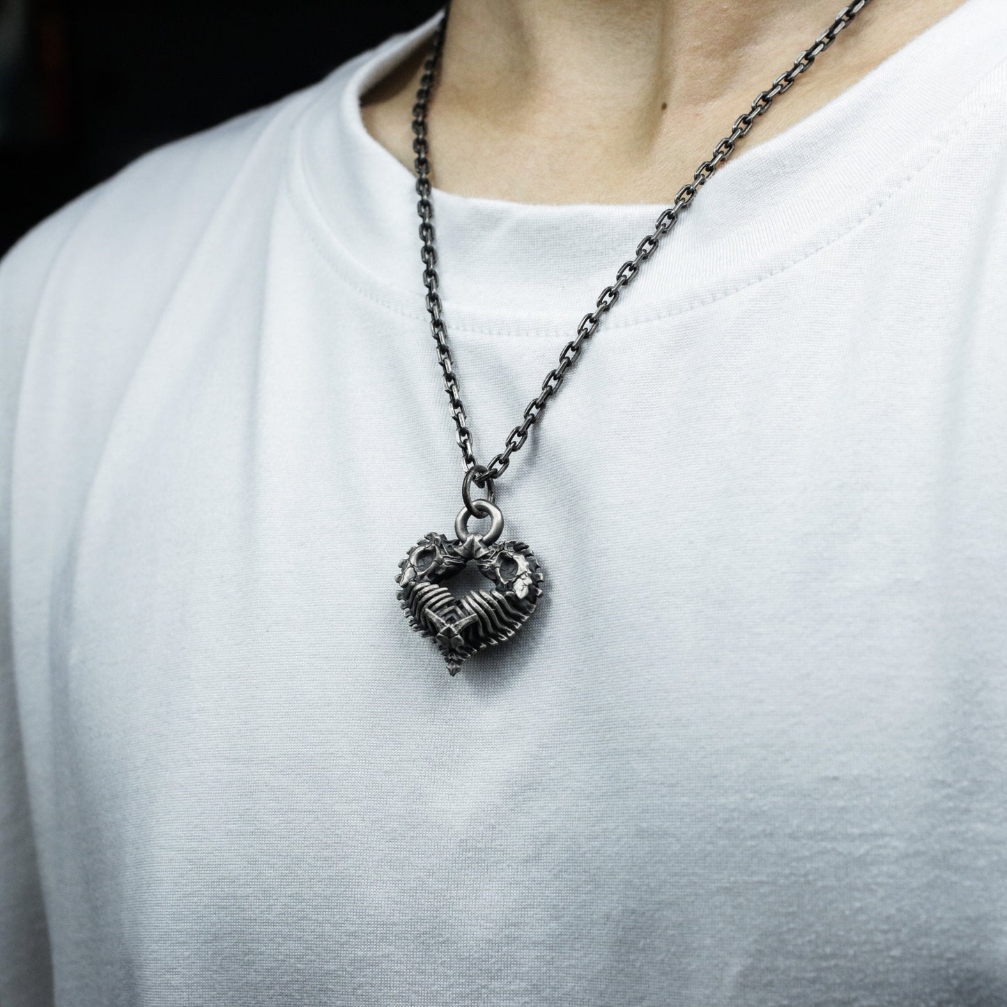 Broken Heart Pendant - 925 Silver Handmade Barbed Love