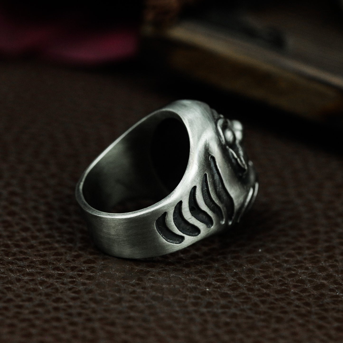Daruma Head Ring with Fierce Face ¨C 925 Sterling Silver Handmade