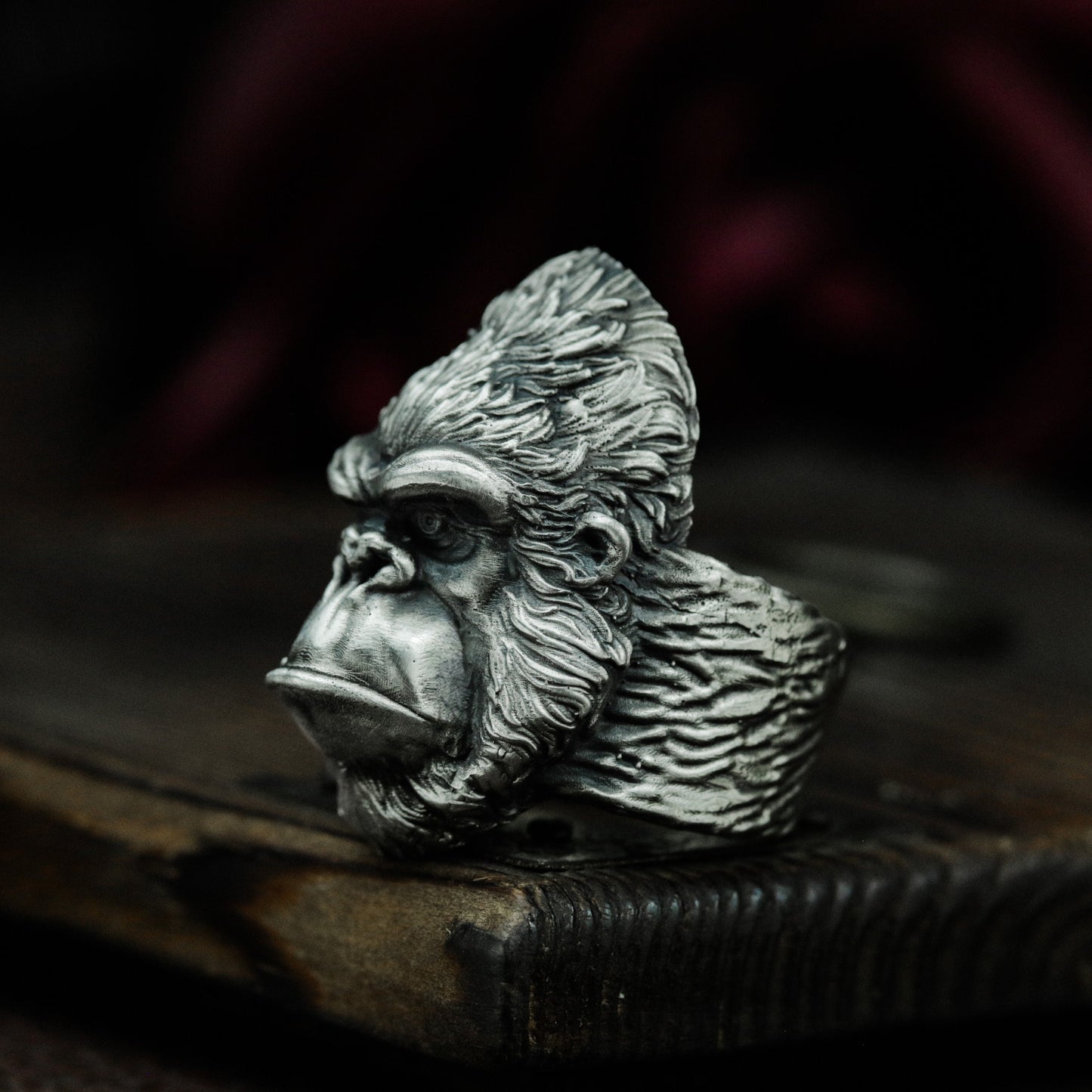 Angry Gorilla Head Ring - 925 Sterling Silver Handmade Bold