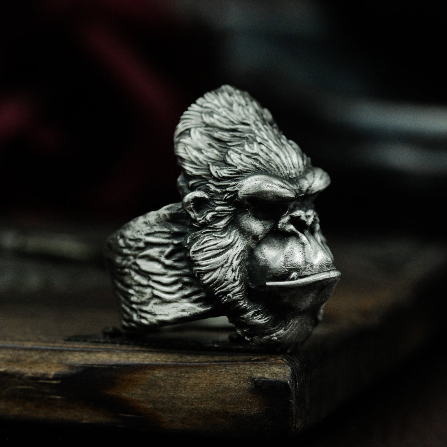 Angry Gorilla Head Ring - 925 Sterling Silver Handmade Bold