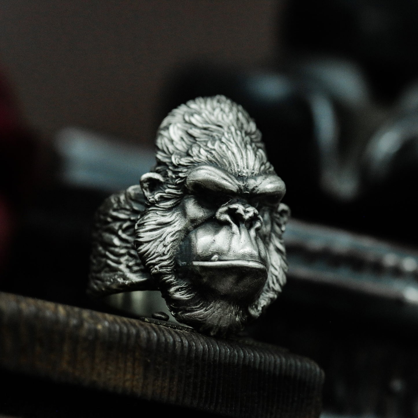 Angry Gorilla Head Ring - 925 Sterling Silver Handmade Bold