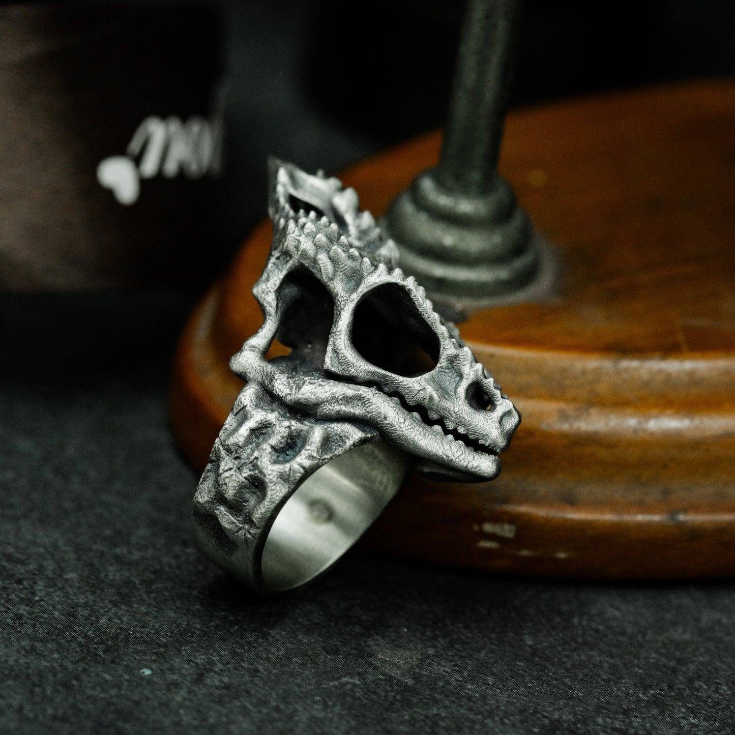 Chameleon Skull Ring ¨C 925 Sterling Silver Handmade