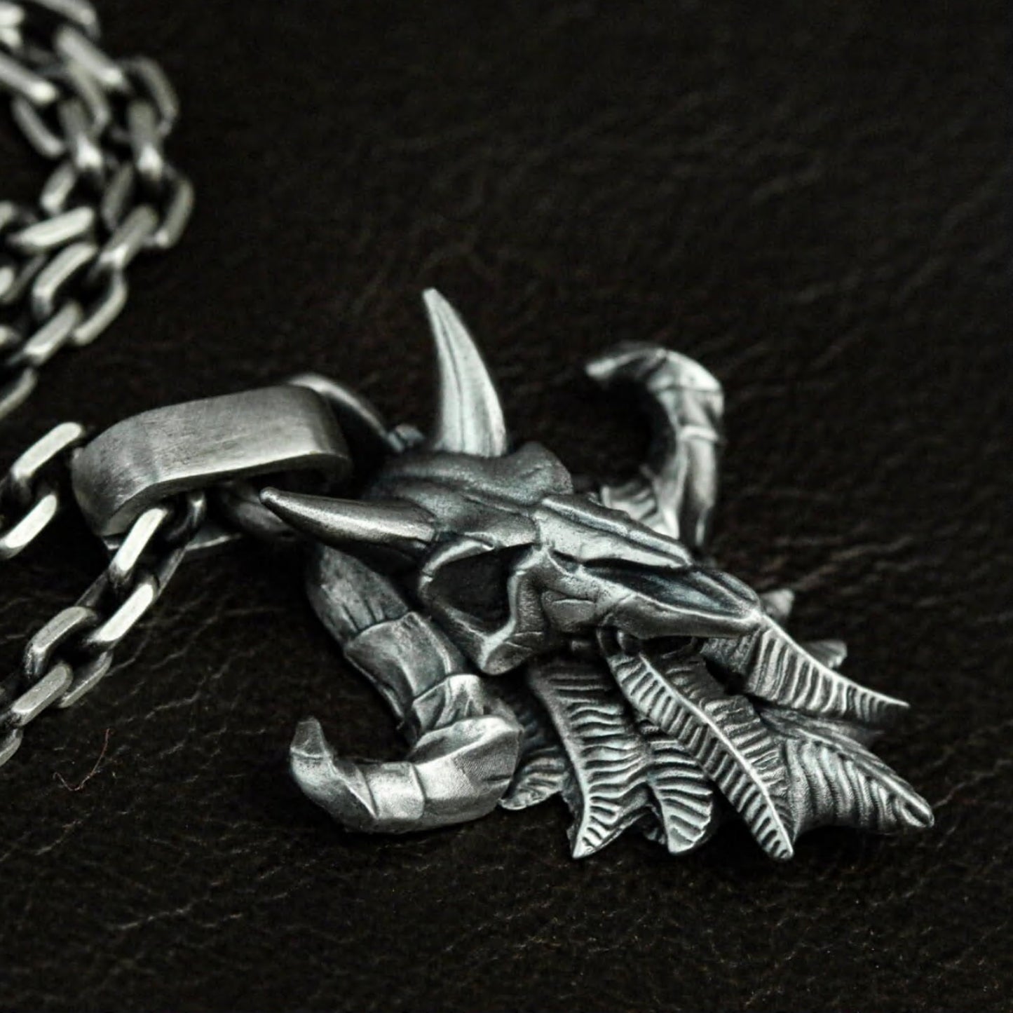 Ram Skull Pendant with Spiked Horns ¨C 925 Sterling Silver Handmade