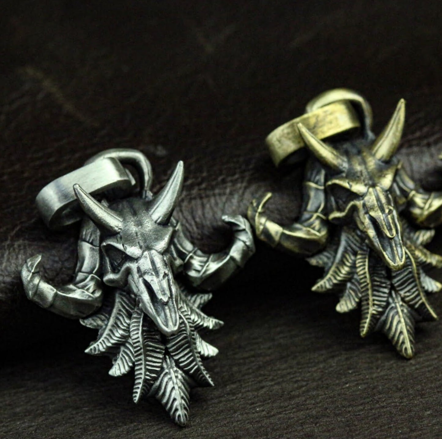 Ram Skull Pendant with Spiked Horns ¨C 925 Sterling Silver Handmade