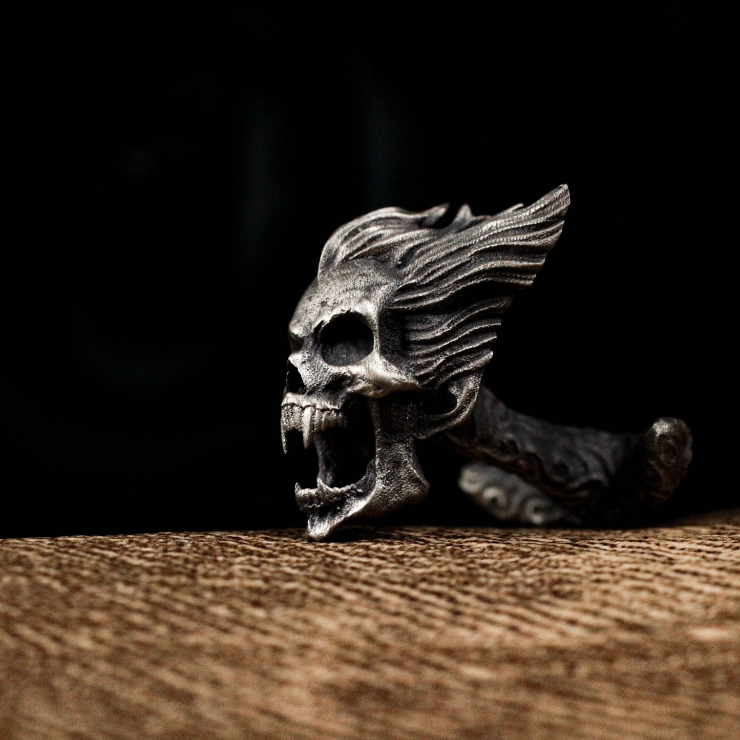 Flaming Skull Cufflinks, 925 Silver Handmade