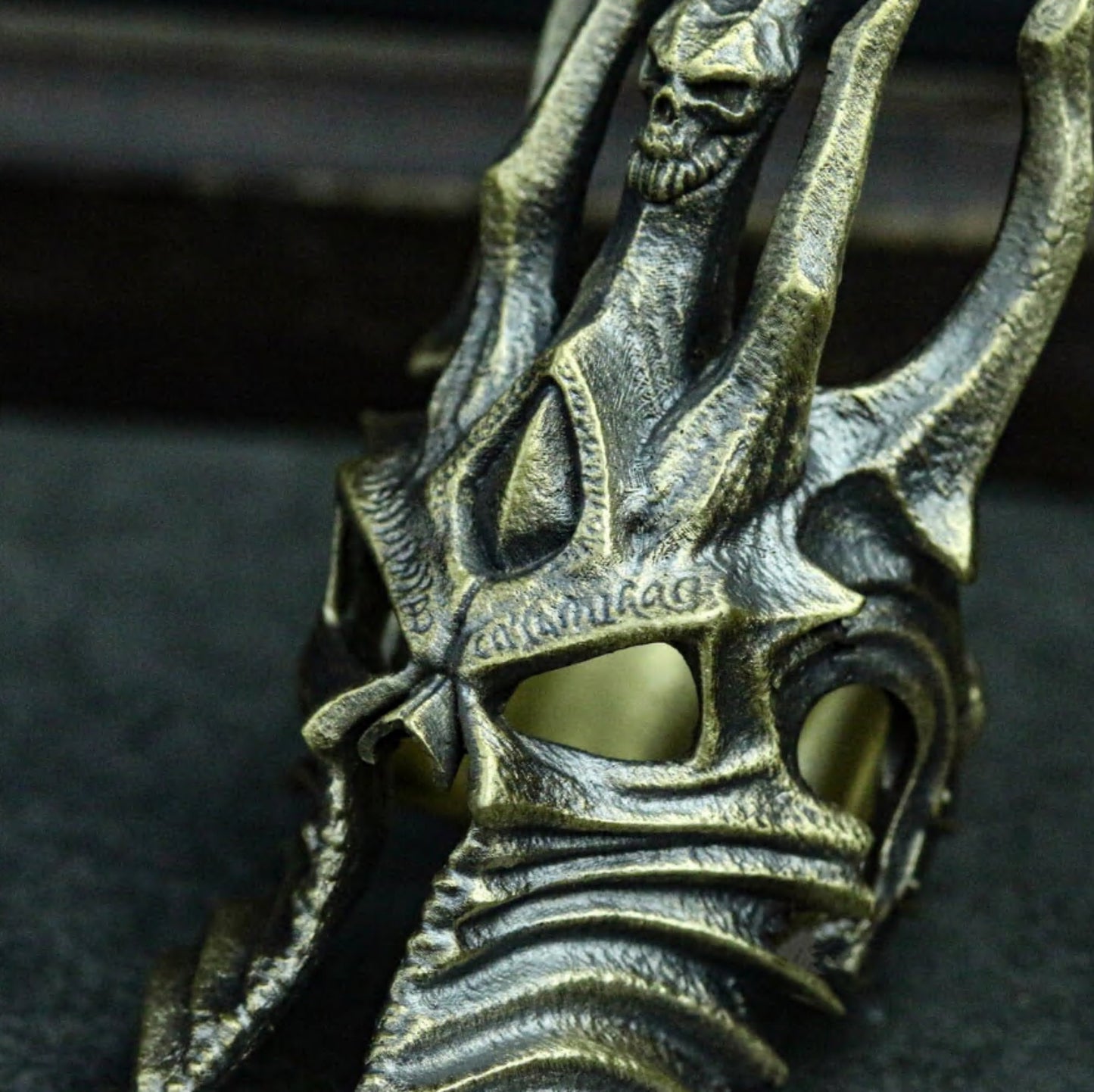 Dark King Skull Crown Ring - 925 Silver Handmade