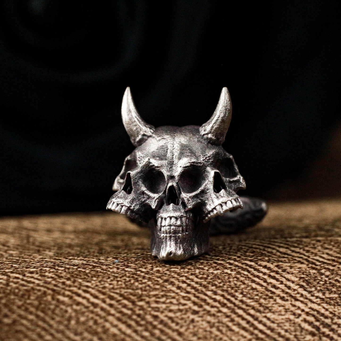Three-Headed Demon Skull Cufflinks - 925 Sterling Silver Handmade