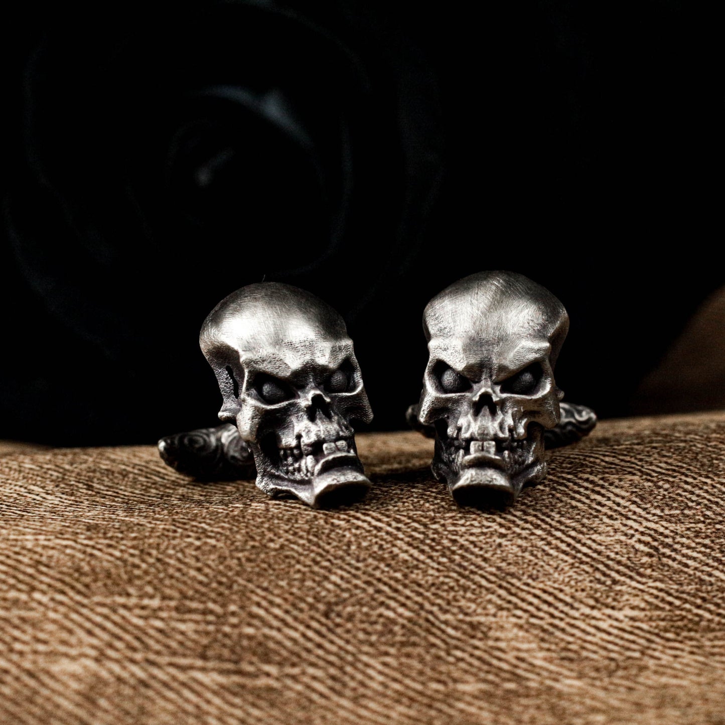 Glossy Skull Cufflinks, Vicious Design - 925 Sterling Silver Handmade