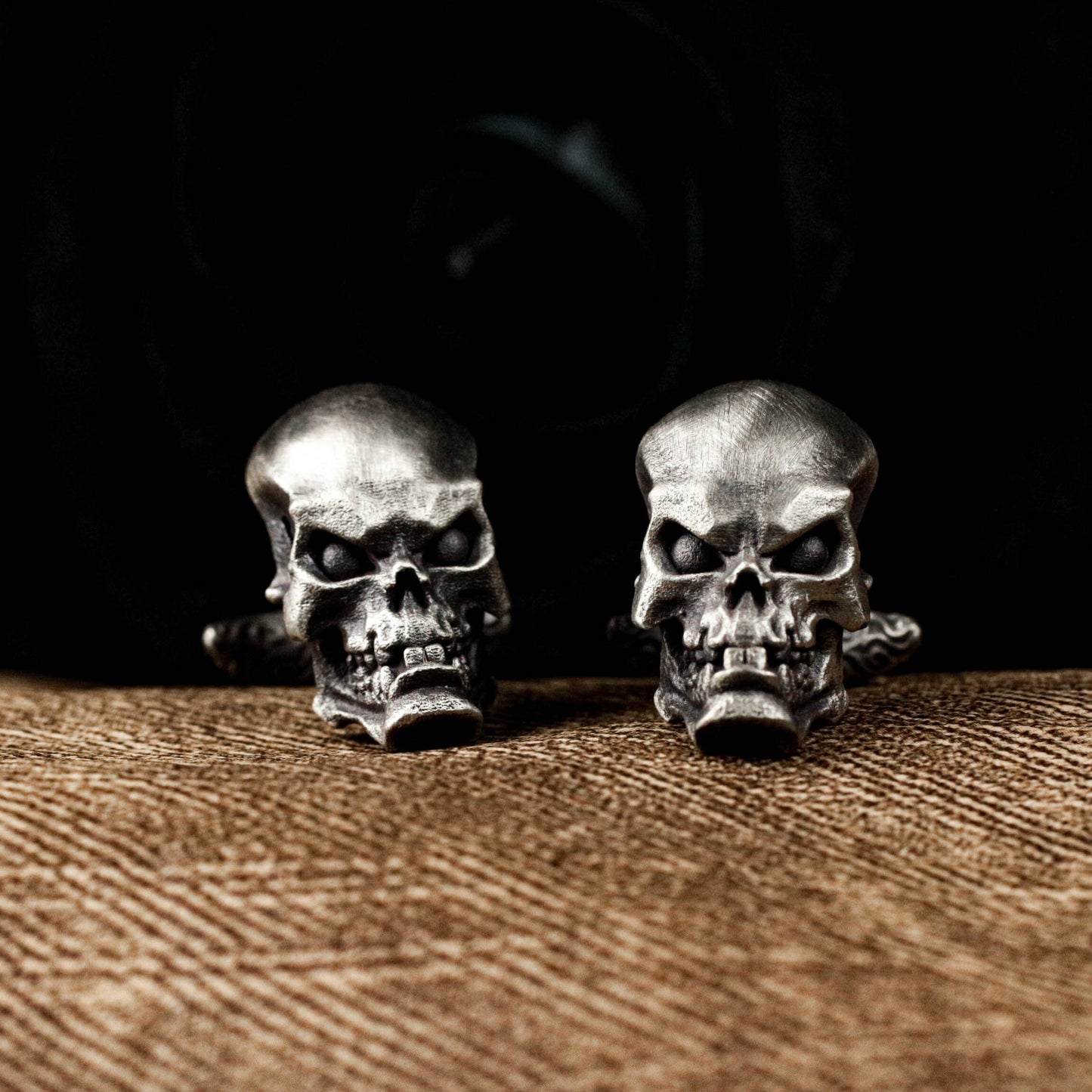 Glossy Skull Cufflinks, Vicious Design - 925 Sterling Silver Handmade