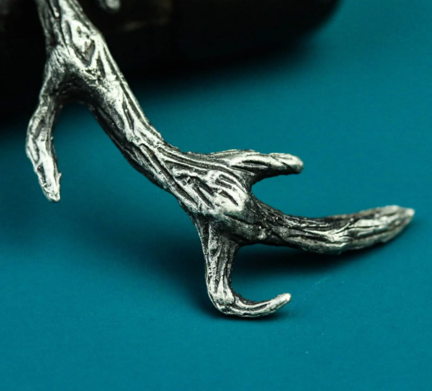 Deer Antler Pendant - 925 Silver Handmade Forest Totem