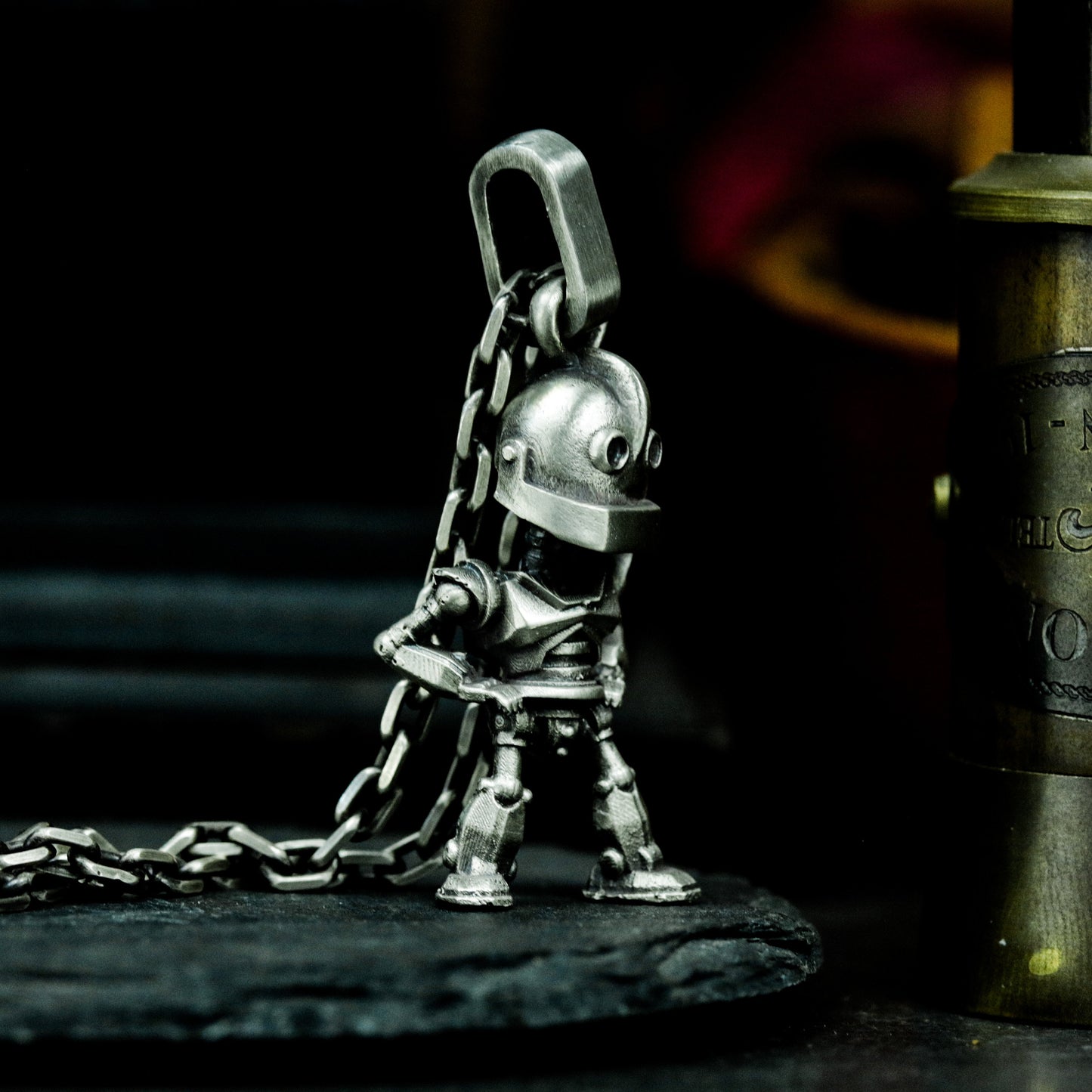 Robot Memory Pendant ¨C Handmade 925 Silver Childhood Mech Charm