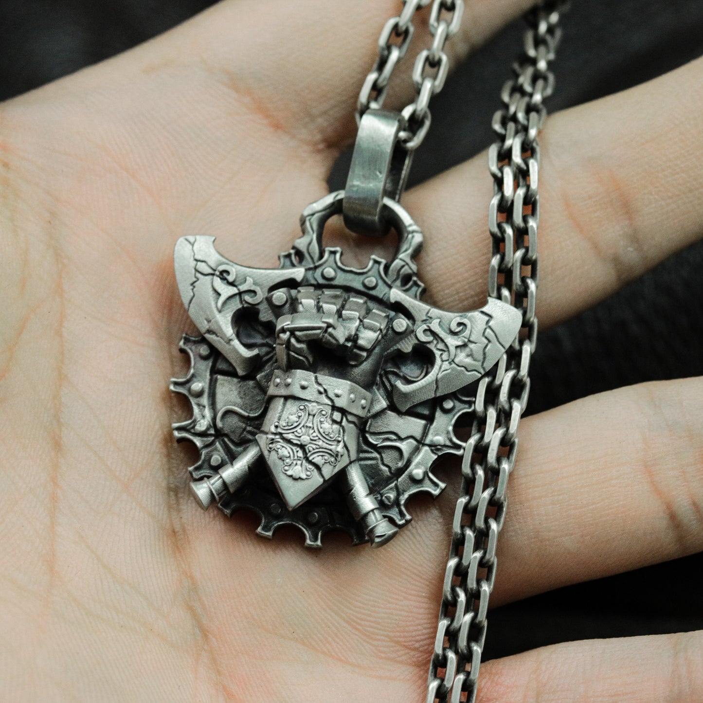 War Oath Fist Pendant - 925 Silver Handmade