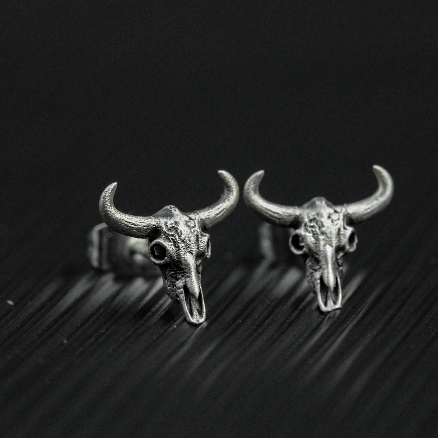 Buffalo Skull Earrings - 925 Silver Handmade
