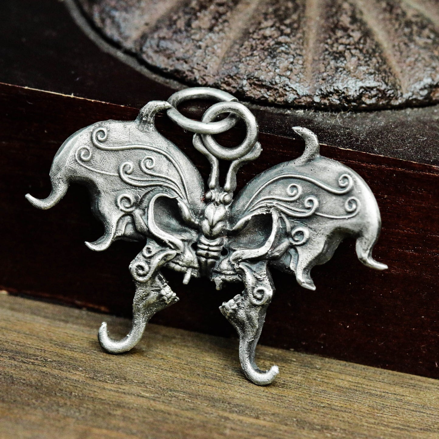 Butterfly Skull Pendant - 925 Silver Handmade