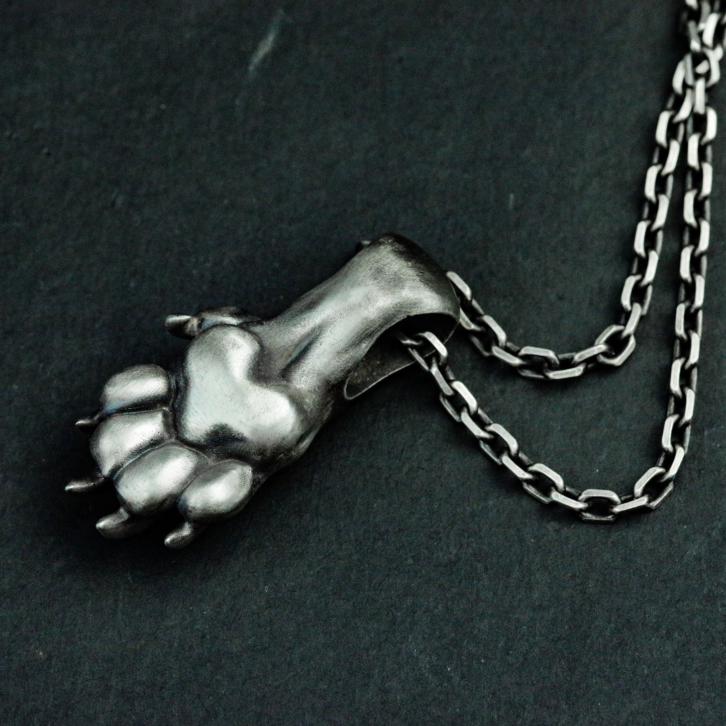Realistic Wolf Paw Pendant - 925 Sterling Silver Handmade