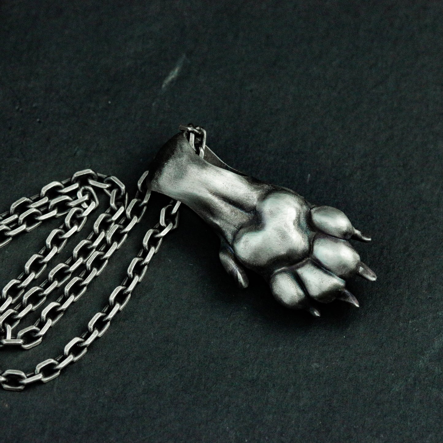 Realistic Wolf Paw Pendant - 925 Sterling Silver Handmade